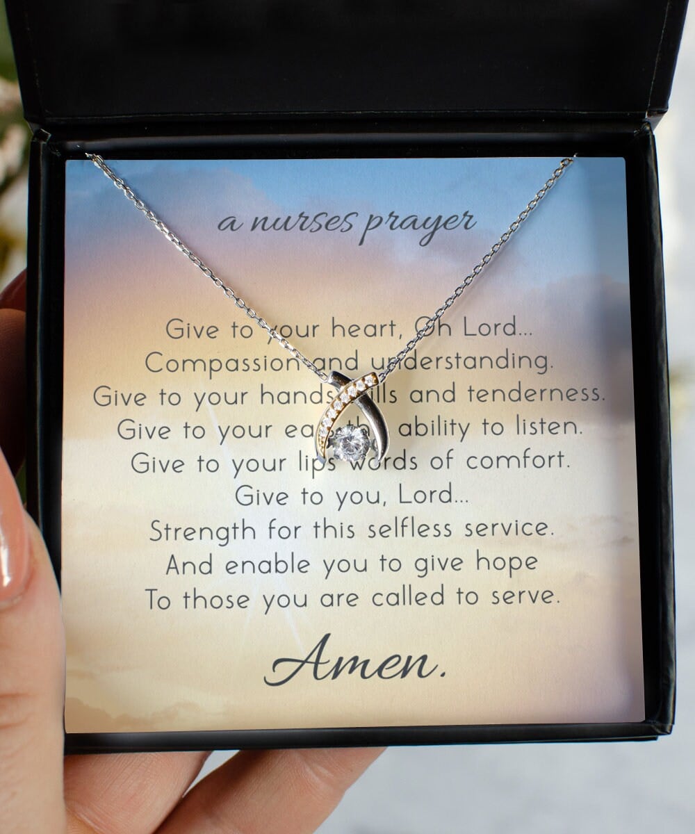 A Nurses Prayer Wishbone Dancing Necklace Gift Idea Gift For Her