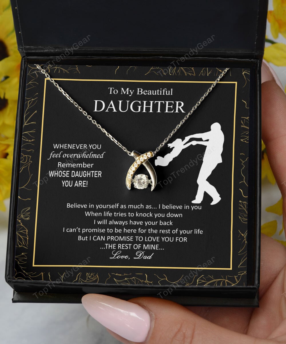 Daughter Jewellry I Will Always Have Your Back Gift For Daughter From Dad Wishbone Dancing Necklace 