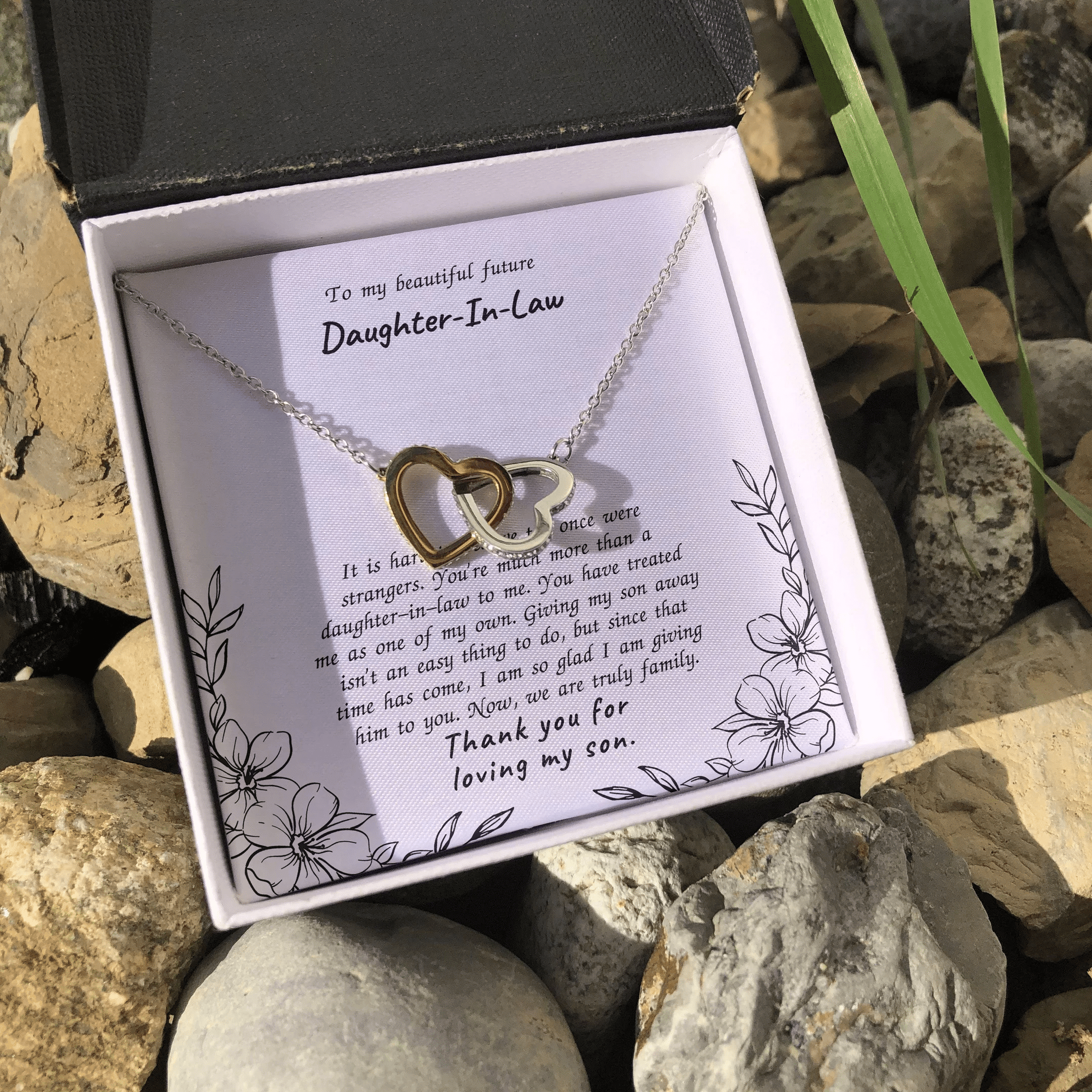 Gift For Daughter In Law Thank For Loving My Son Interlocking Heart Necklace 