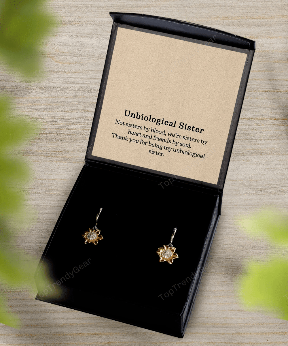 Unbiological Sister Necklace Thank For Being My Unbiological Sister Present To Sister Sunflower Earrings 