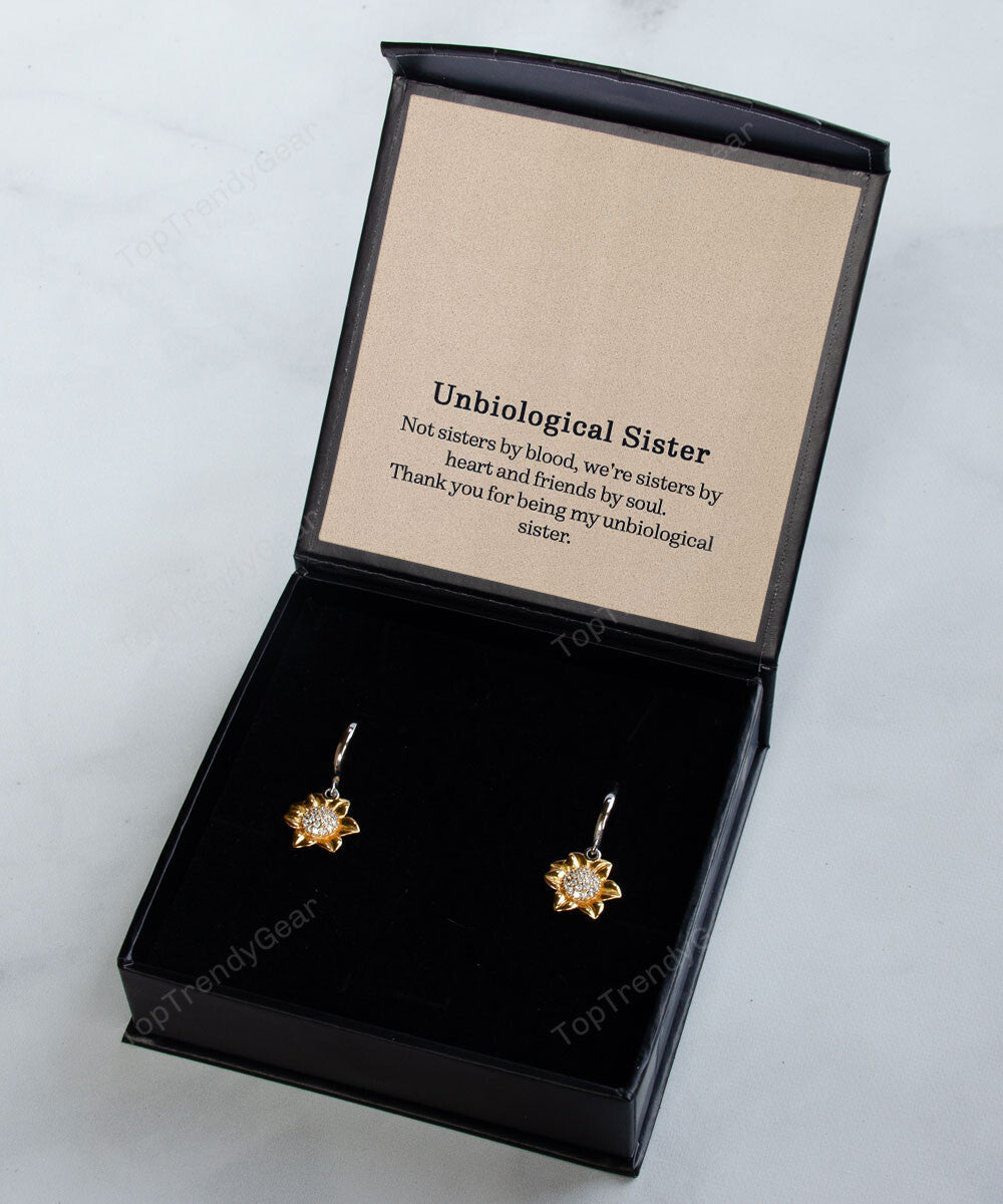 Unbiological Sister Necklace Thank For Being My Unbiological Sister Present To Sister Sunflower Earrings 