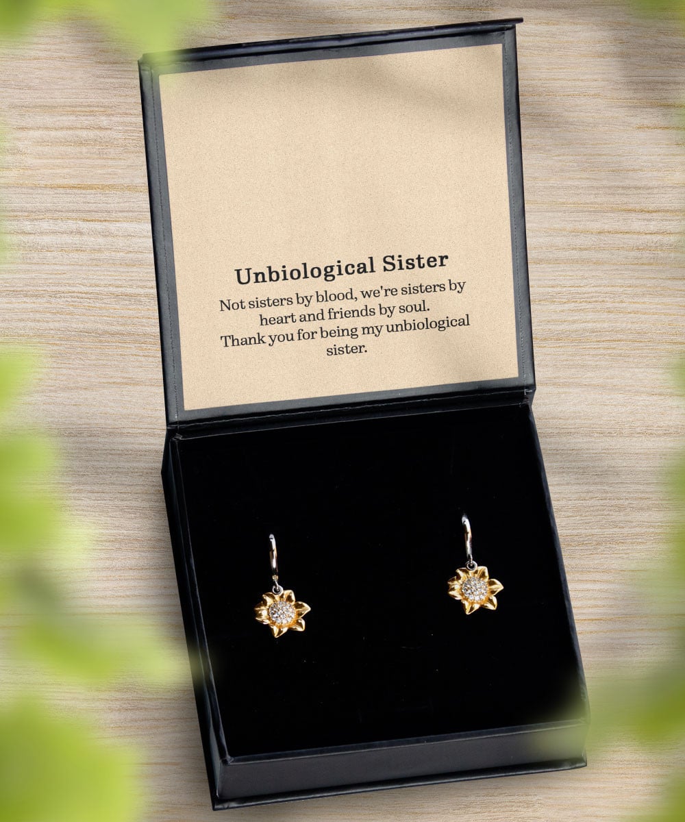 Unbiological Sister Necklace Thank For Being My Unbiological Sister Present To Sister Sunflower Earrings 