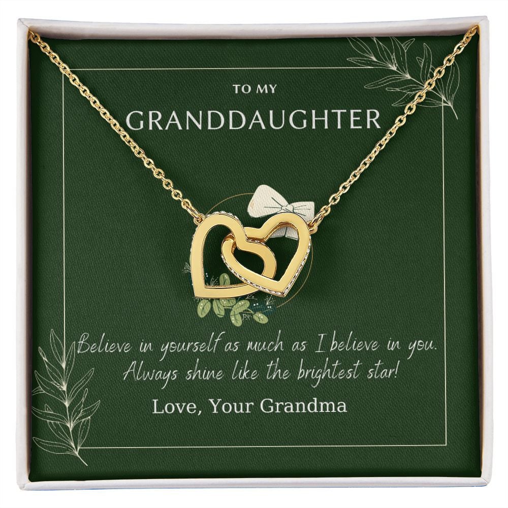 To My Granddaughter Believe In Yourself As Much As I Believe In You Interlocking Hearts Necklace