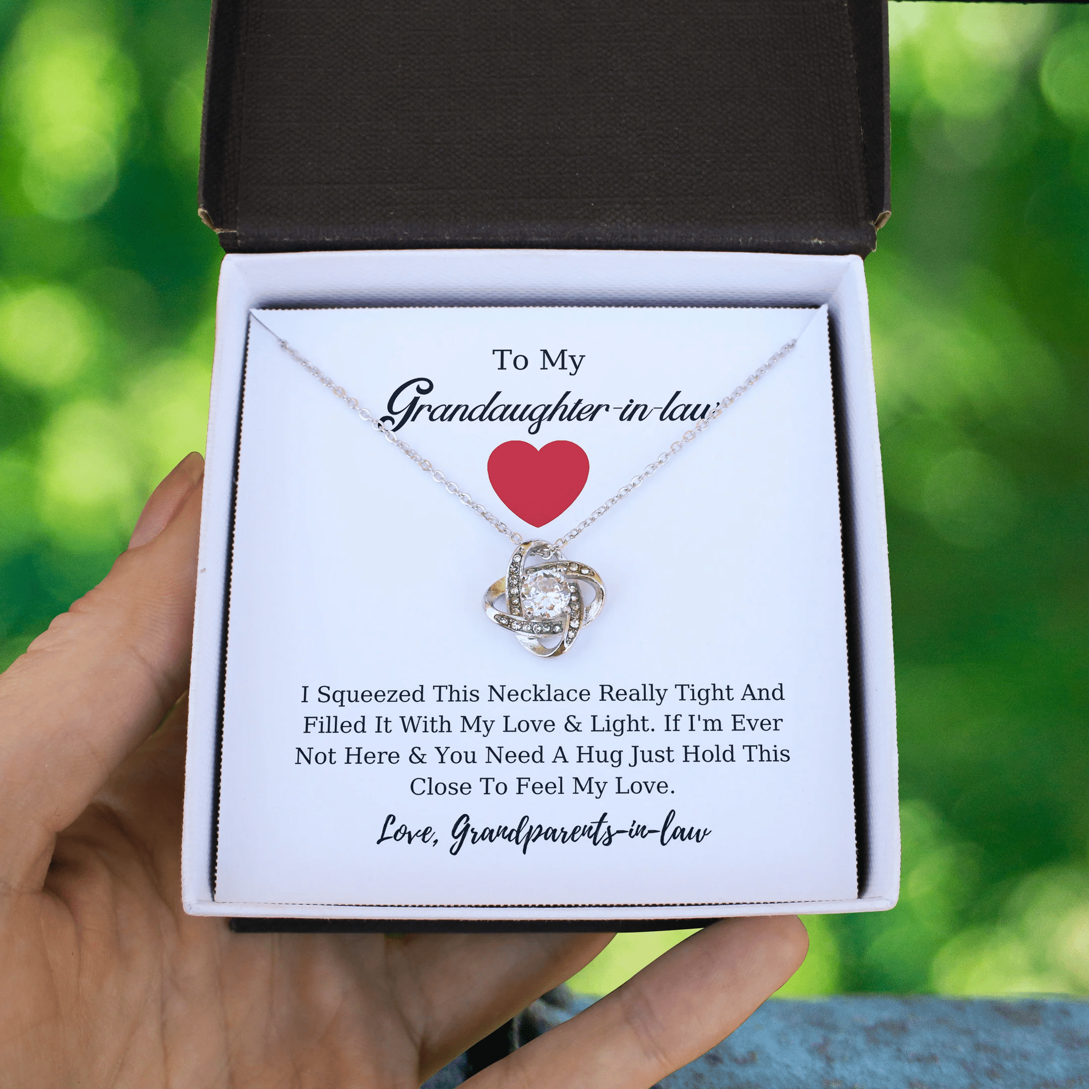 Grandparents Gift For Granddaughter In Law Hold This To Feel My Love Love Knot Necklace