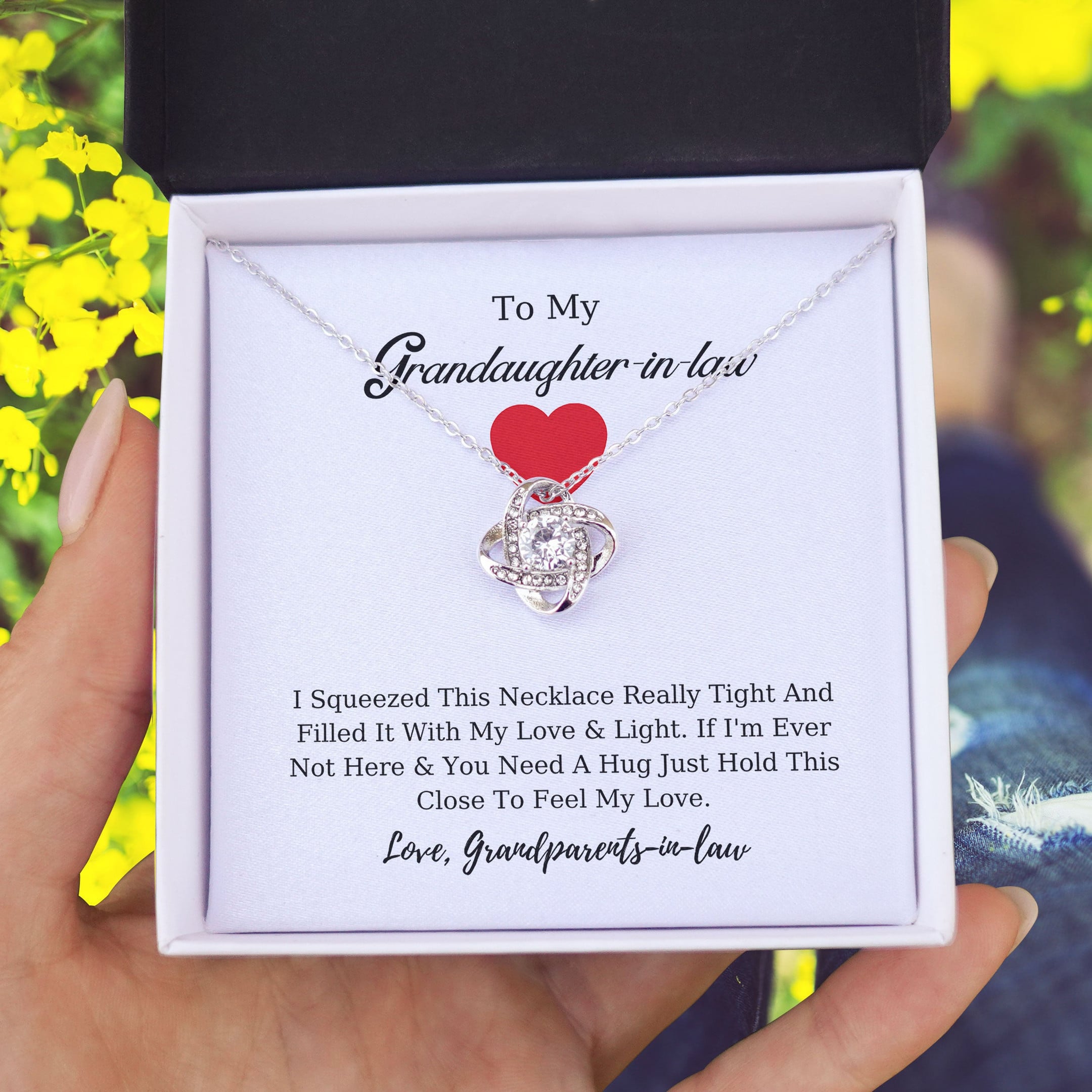 Grandparents Gift For Granddaughter In Law Hold This To Feel My Love Love Knot Necklace