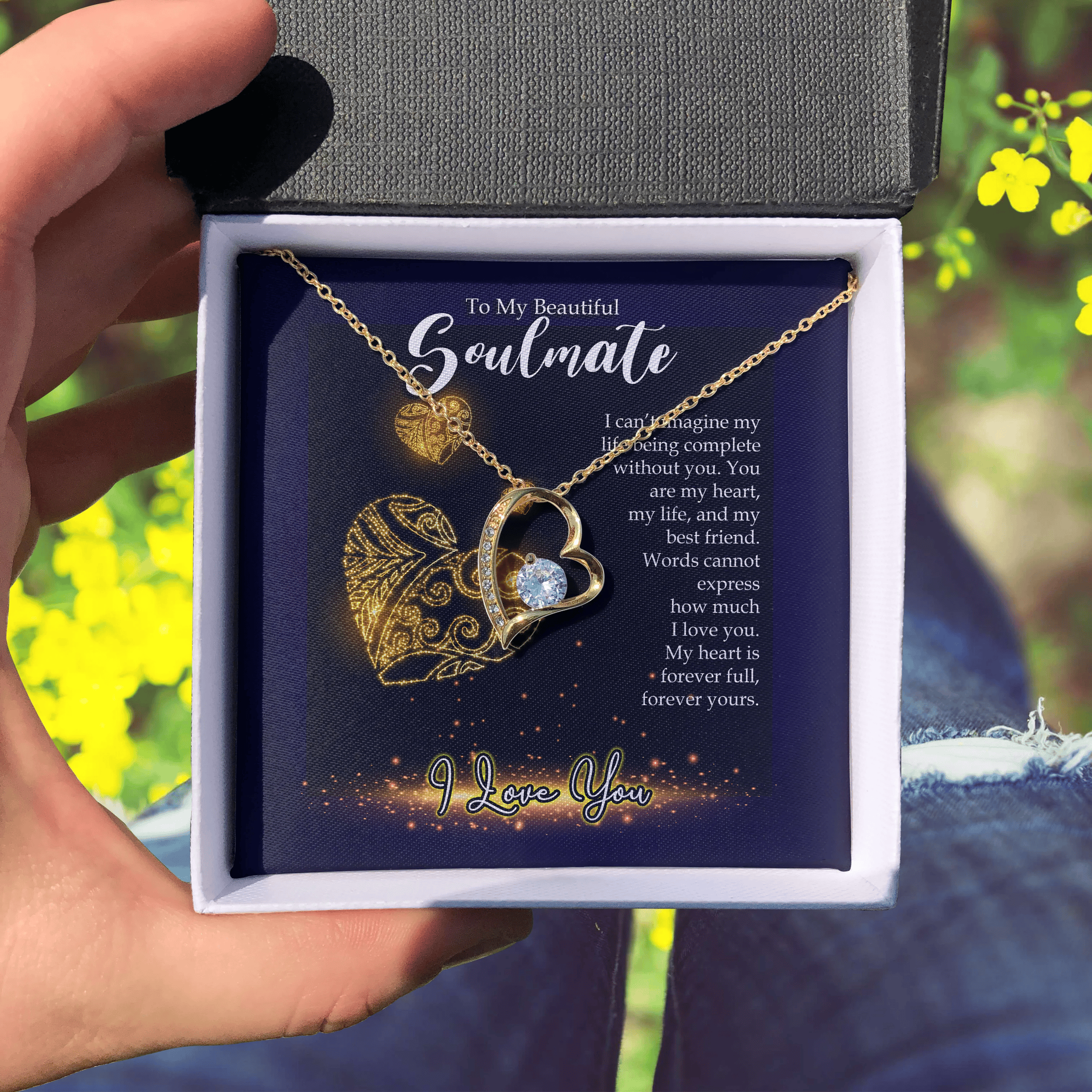 To My Beautiful Soulmate My Heart Forever Your Gift For Her Forever Love Necklace