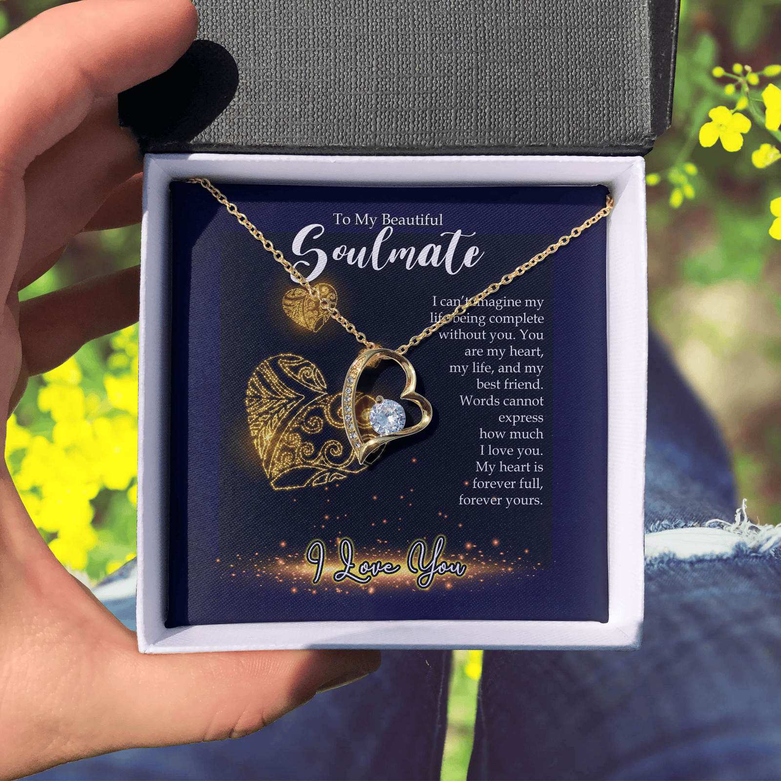 To My Beautiful Soulmate My Heart Forever Your Gift For Her Forever Love Necklace