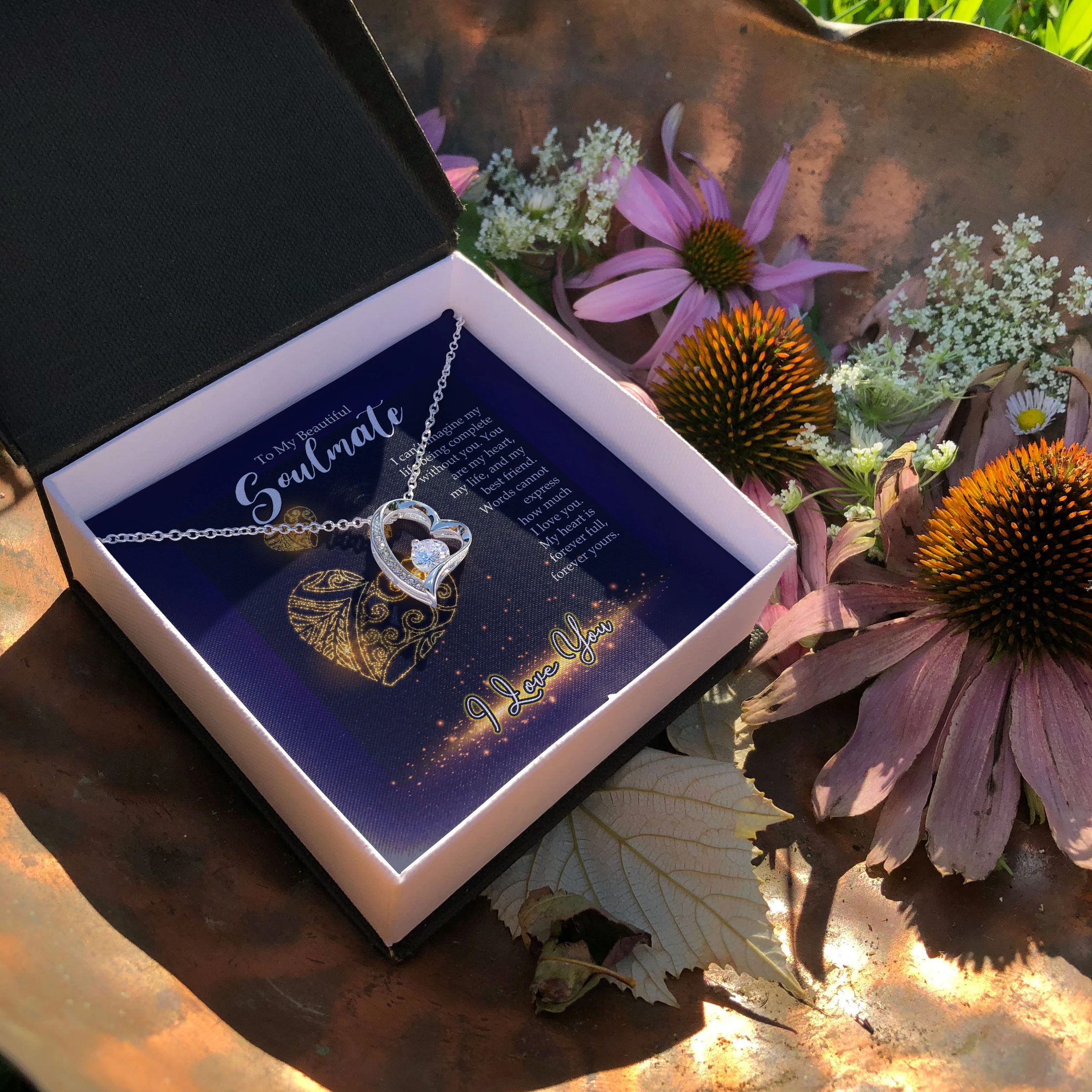 To My Beautiful Soulmate My Heart Forever Your Gift For Her Forever Love Necklace