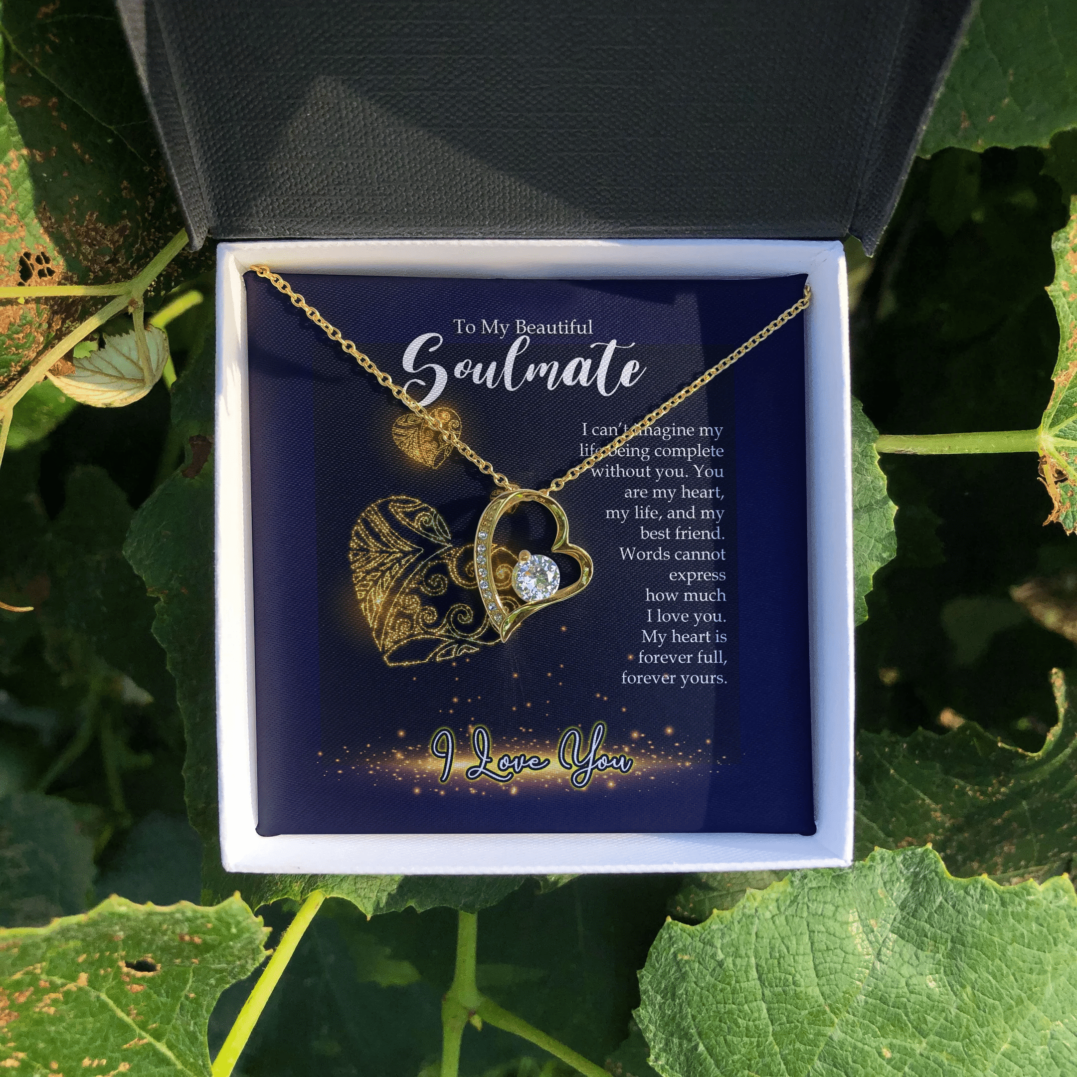 To My Beautiful Soulmate My Heart Forever Your Gift For Her Forever Love Necklace