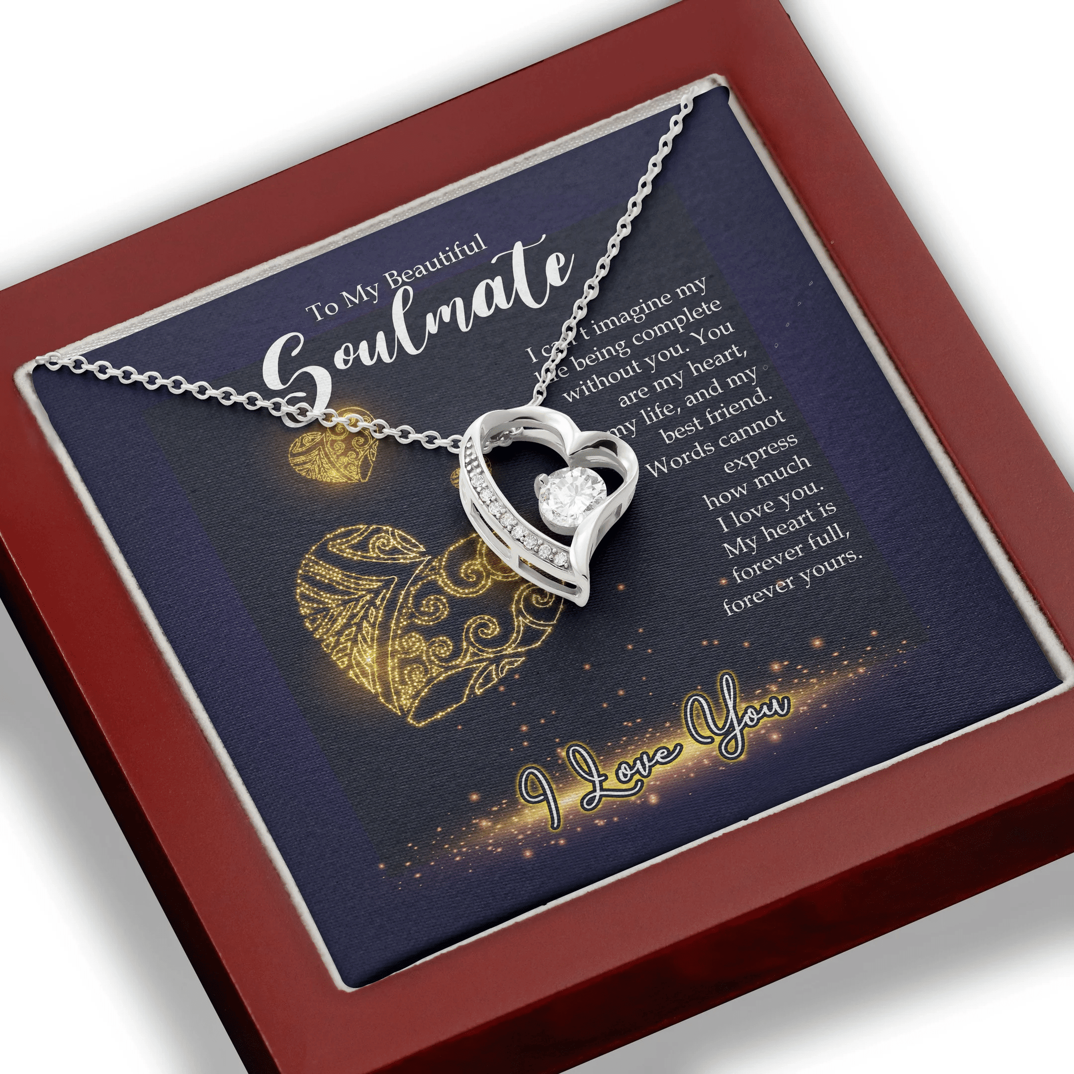 To My Beautiful Soulmate My Heart Forever Your Gift For Her Forever Love Necklace