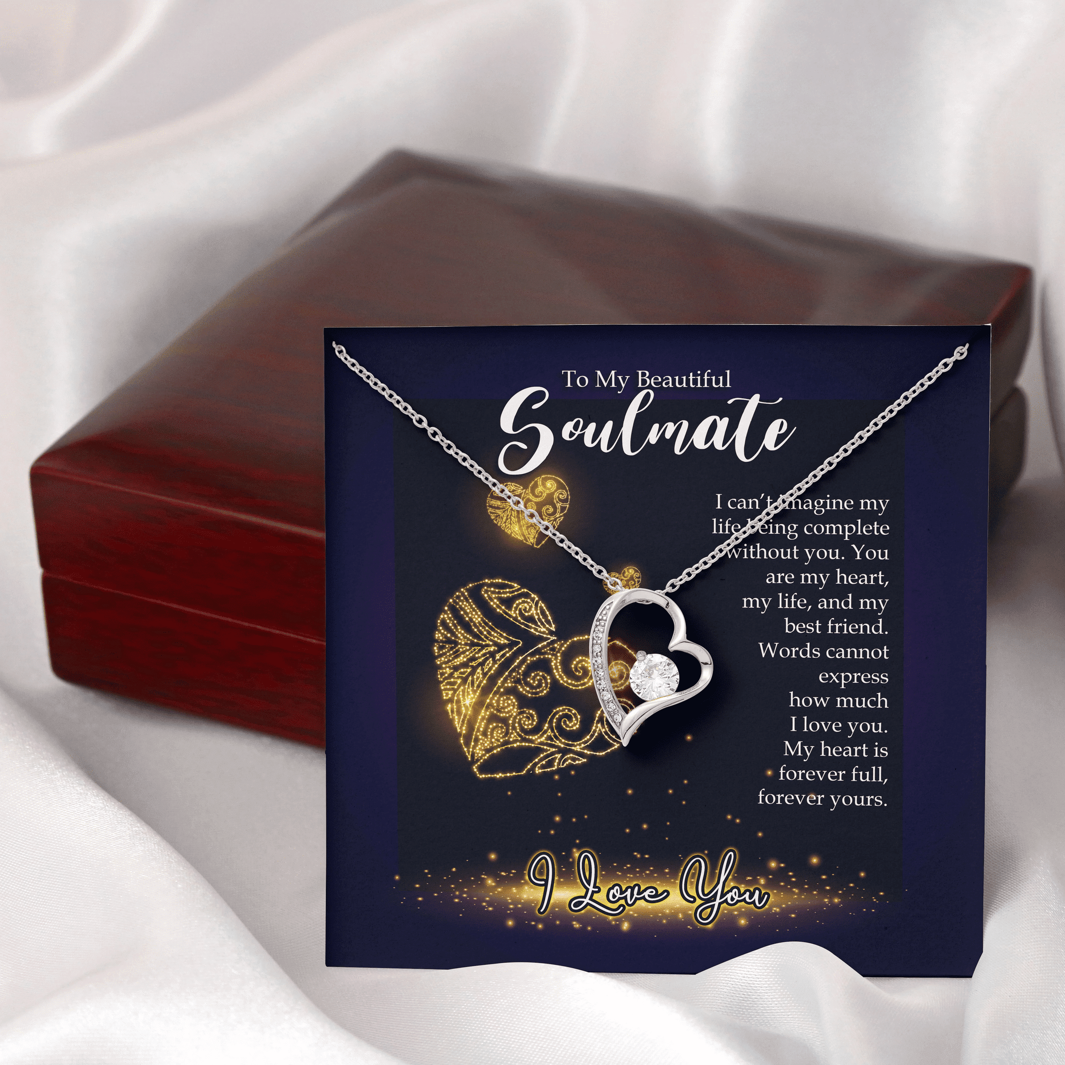 To My Beautiful Soulmate My Heart Forever Your Gift For Her Forever Love Necklace