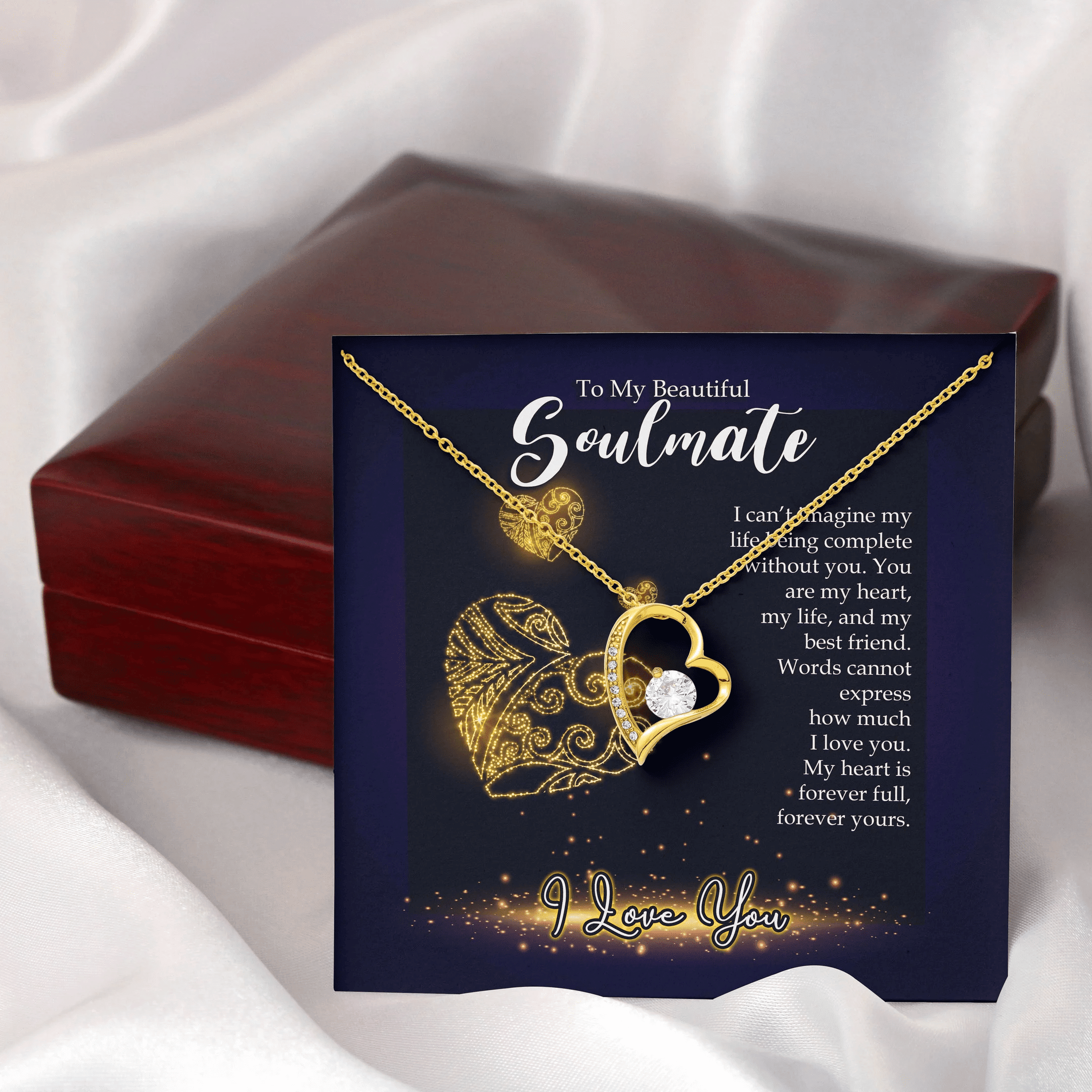 To My Beautiful Soulmate My Heart Forever Your Gift For Her Forever Love Necklace