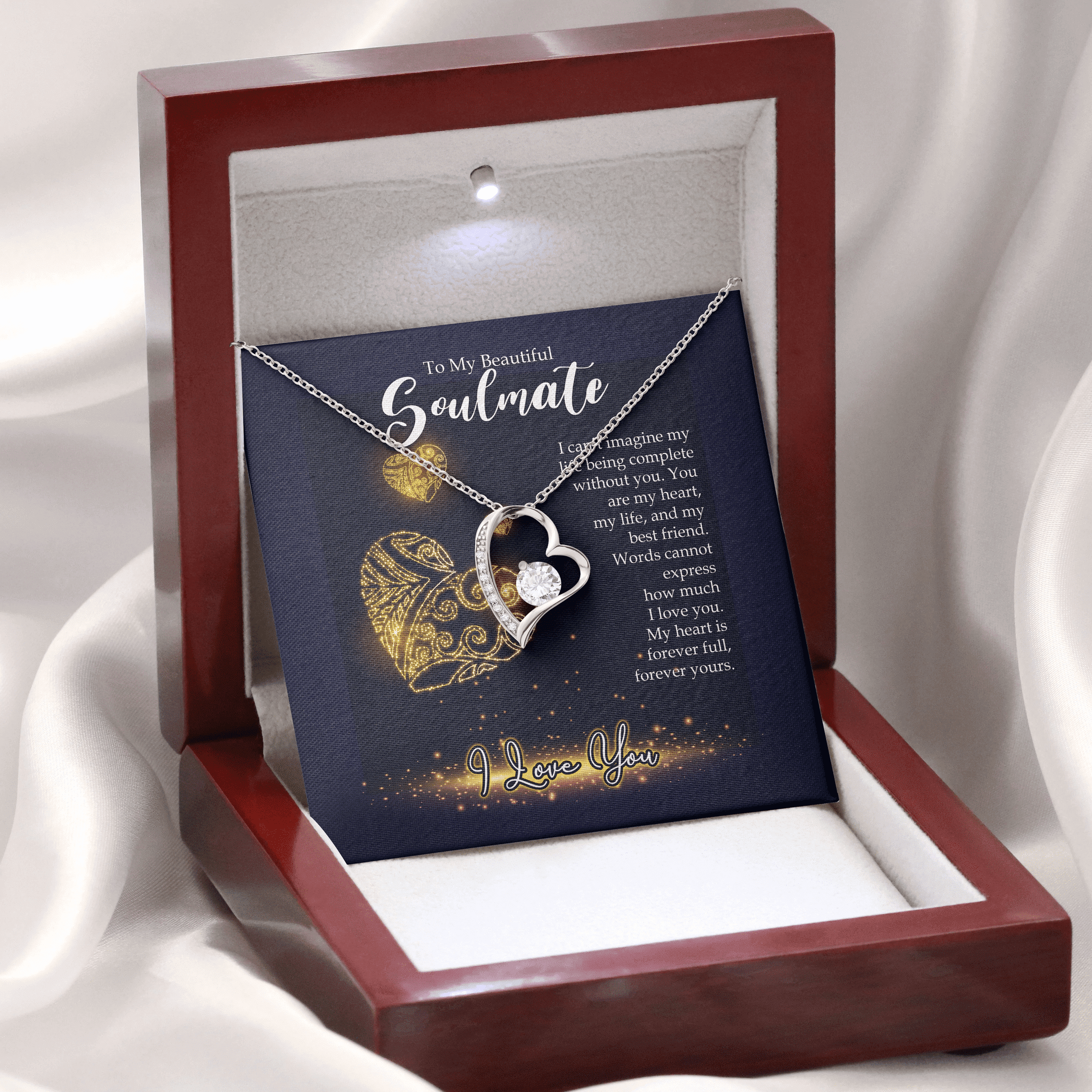To My Beautiful Soulmate My Heart Forever Your Gift For Her Forever Love Necklace