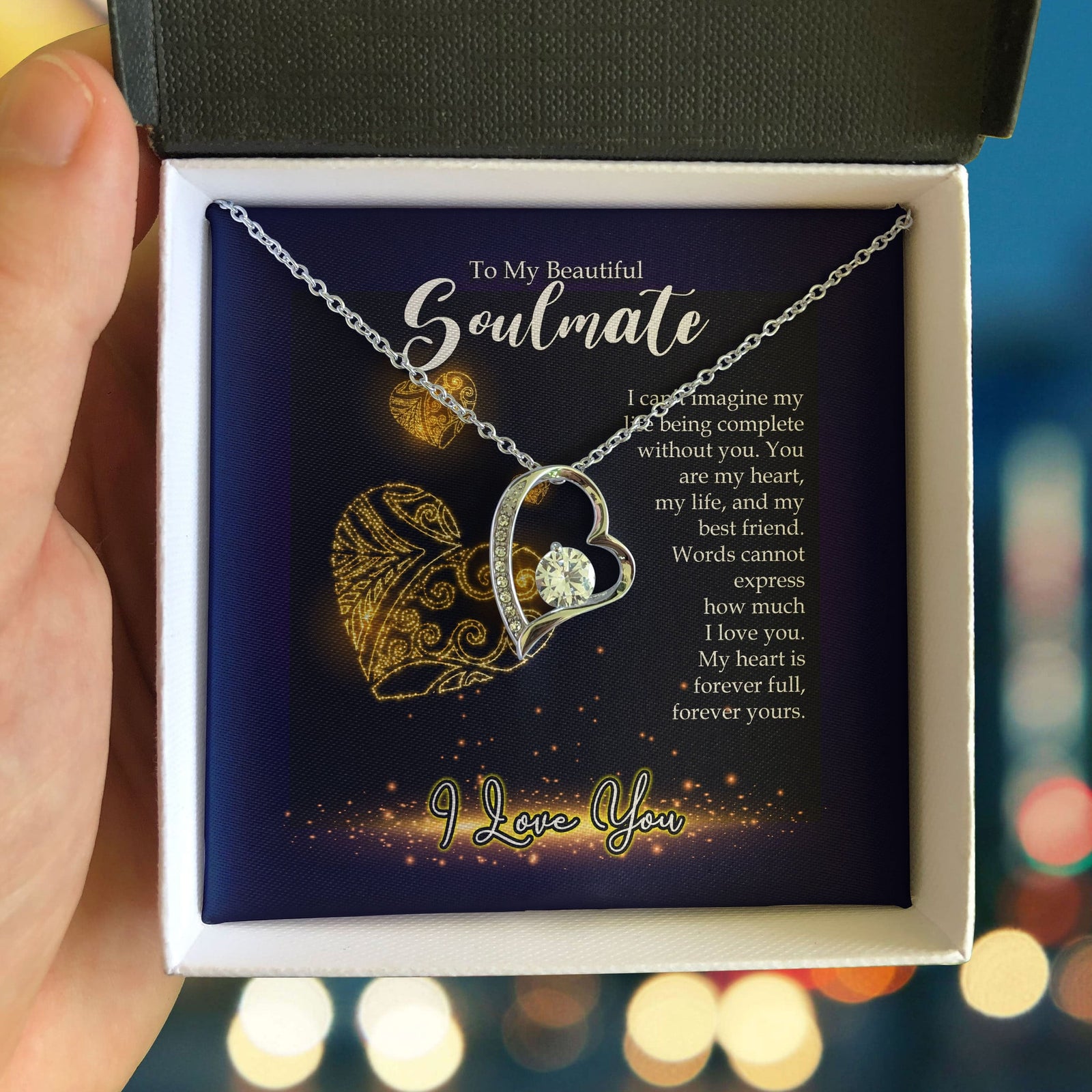 To My Beautiful Soulmate My Heart Forever Your Gift For Her Forever Love Necklace