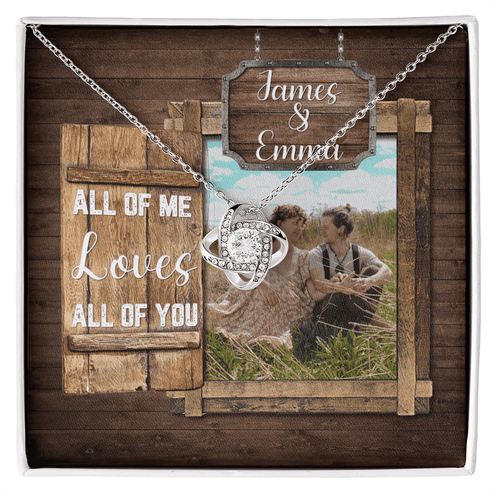 All Of Me Loves All Of You Custom Name And Photo Love Knot Gold Necklace Gift For Her