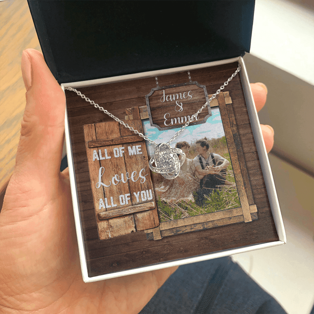 All Of Me Loves All Of You Custom Name And Photo Love Knot Gold Necklace Gift For Her