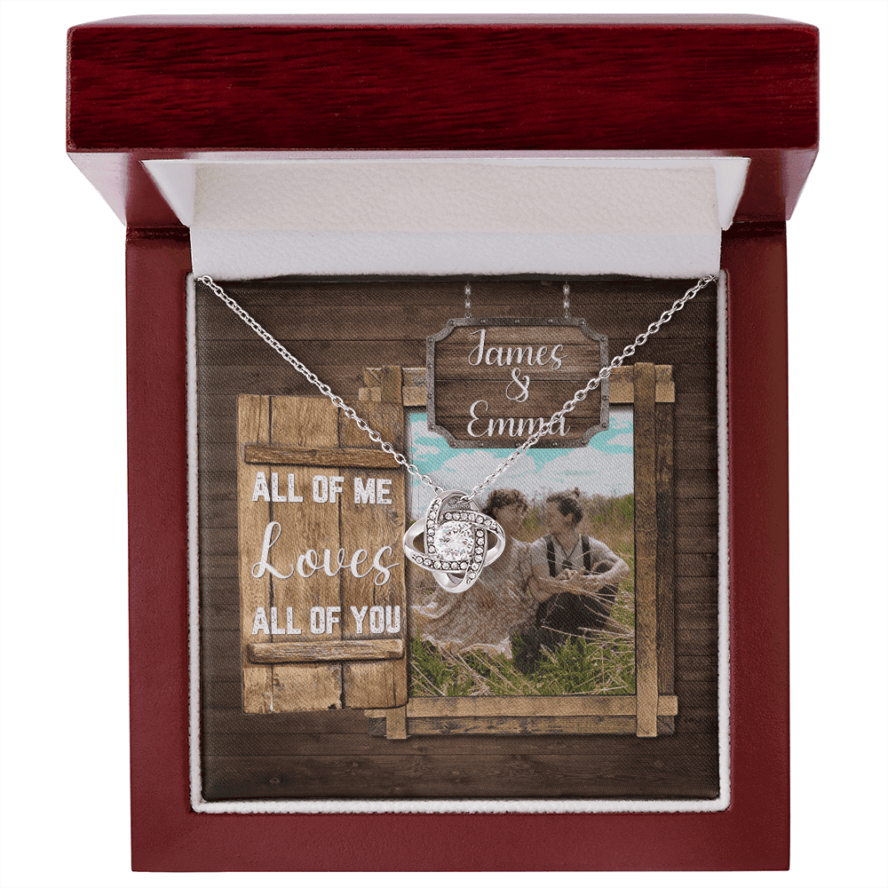 All Of Me Loves All Of You Custom Name And Photo Love Knot Gold Necklace Gift For Her