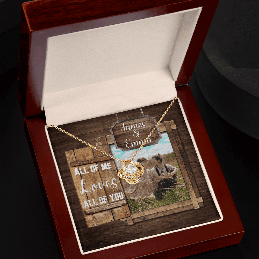 All Of Me Loves All Of You Custom Name And Photo Love Knot Gold Necklace Gift For Her