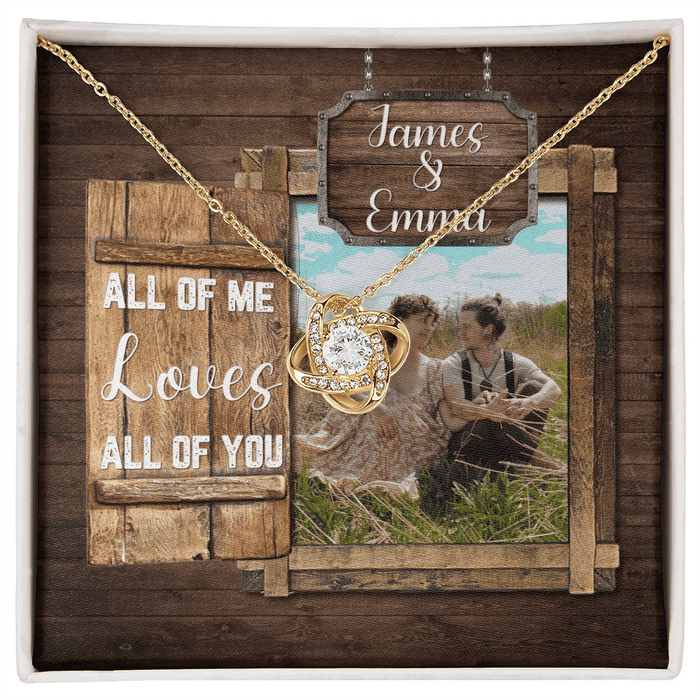 All Of Me Loves All Of You Custom Name And Photo Love Knot Gold Necklace Gift For Her