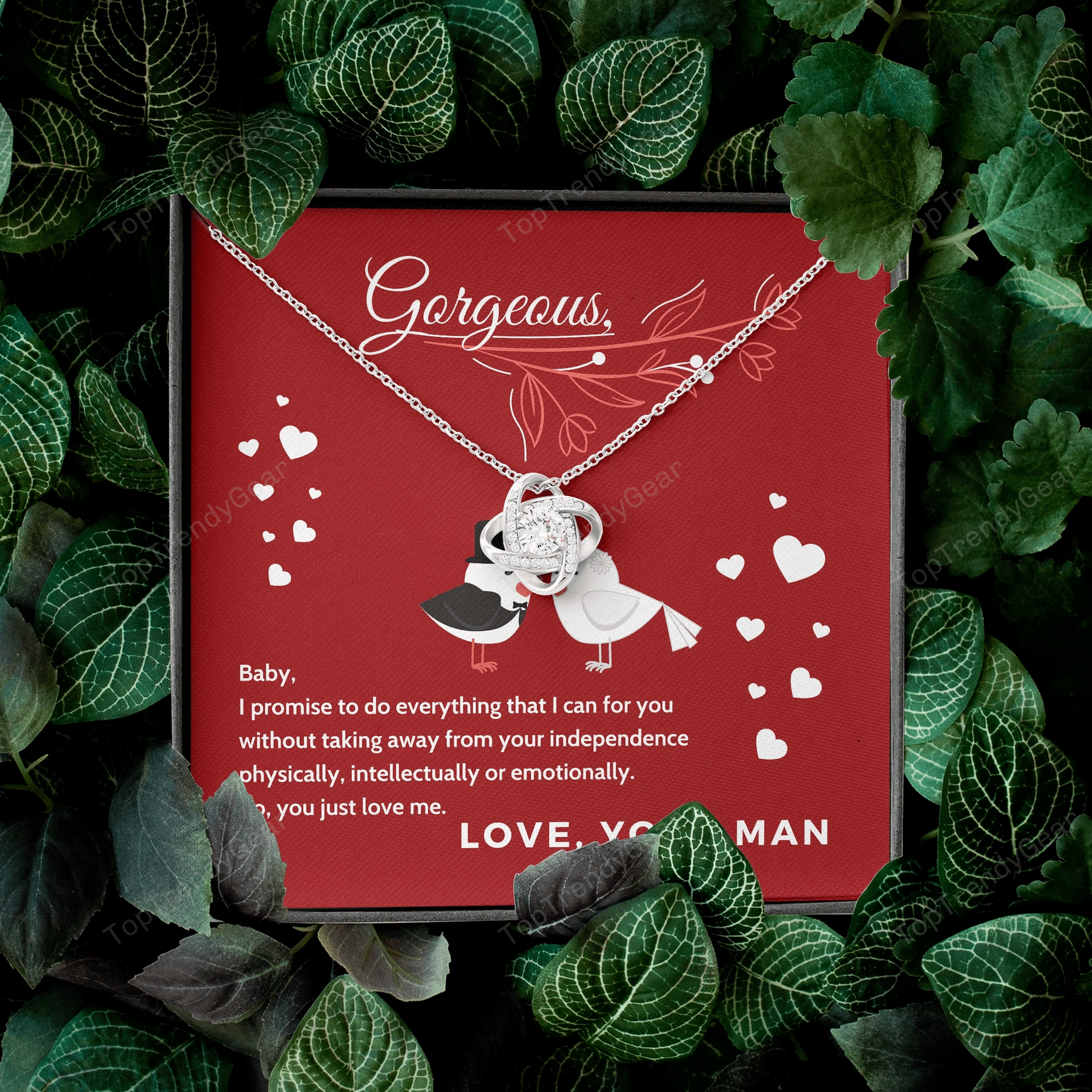 To Gorgeous Baby You Just Love Me Love Knot Necklace