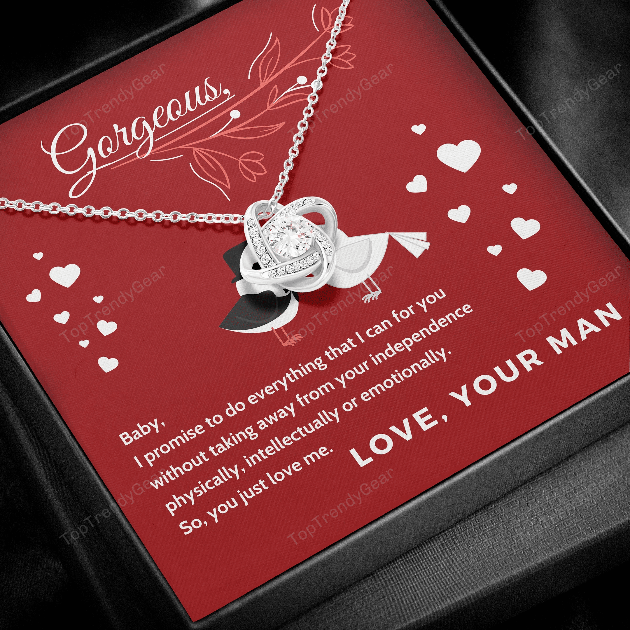 To Gorgeous Baby You Just Love Me Love Knot Necklace