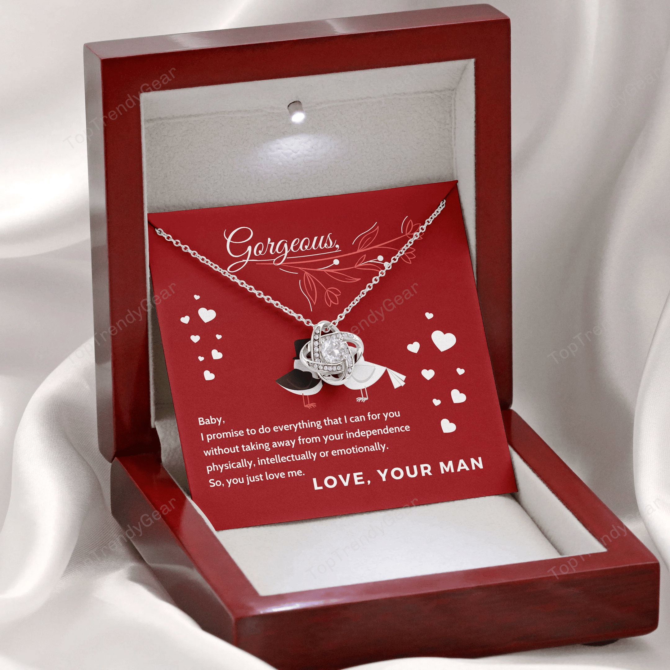 To Gorgeous Baby You Just Love Me Love Knot Necklace