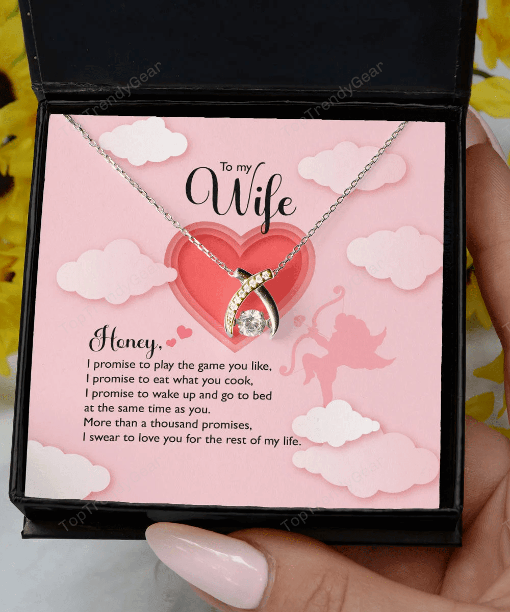 To My Wife I Swear To Love You For The Rest Of My Life Wishbone Dancing Necklace