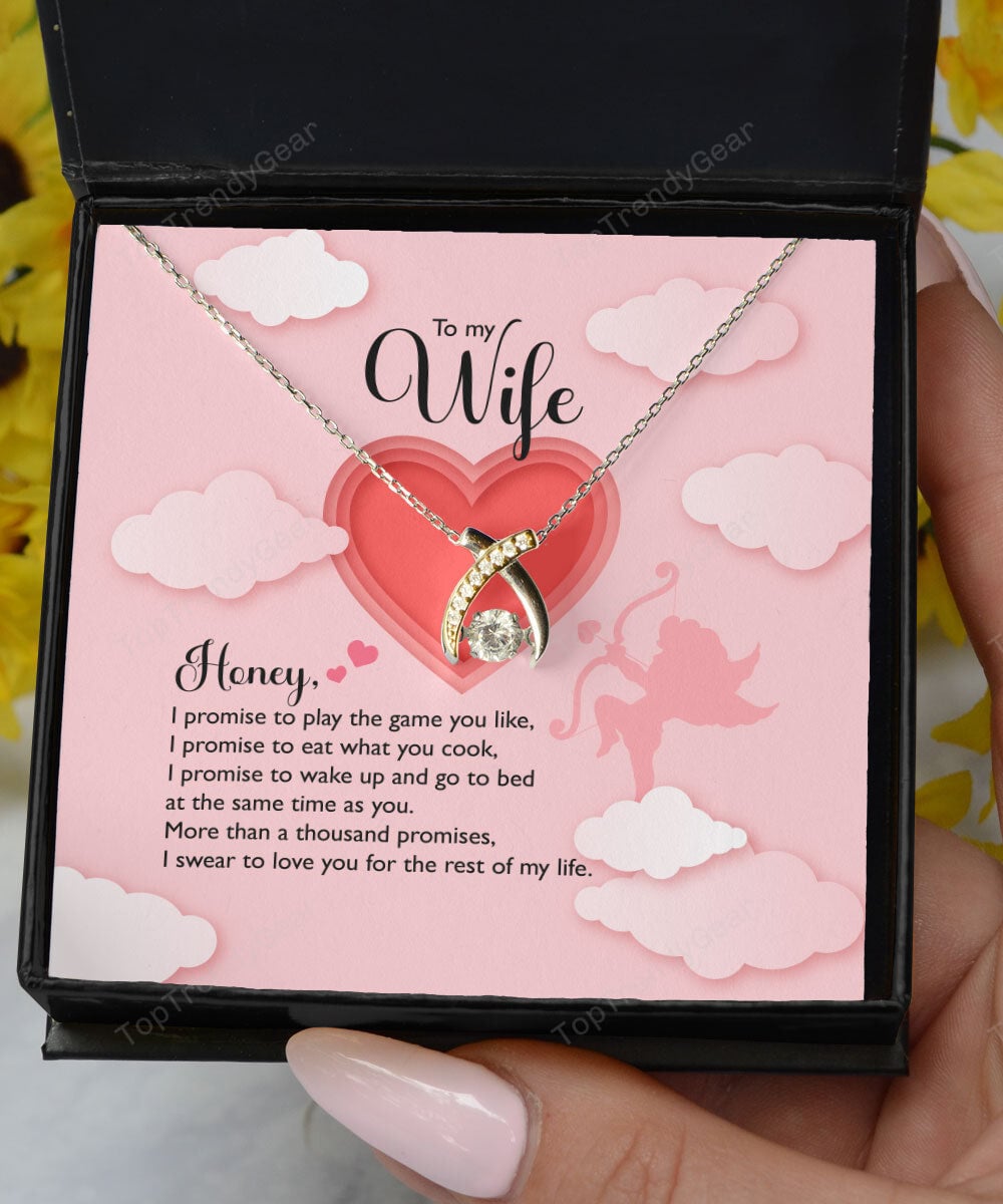 To My Wife I Swear To Love You For The Rest Of My Life Wishbone Dancing Necklace