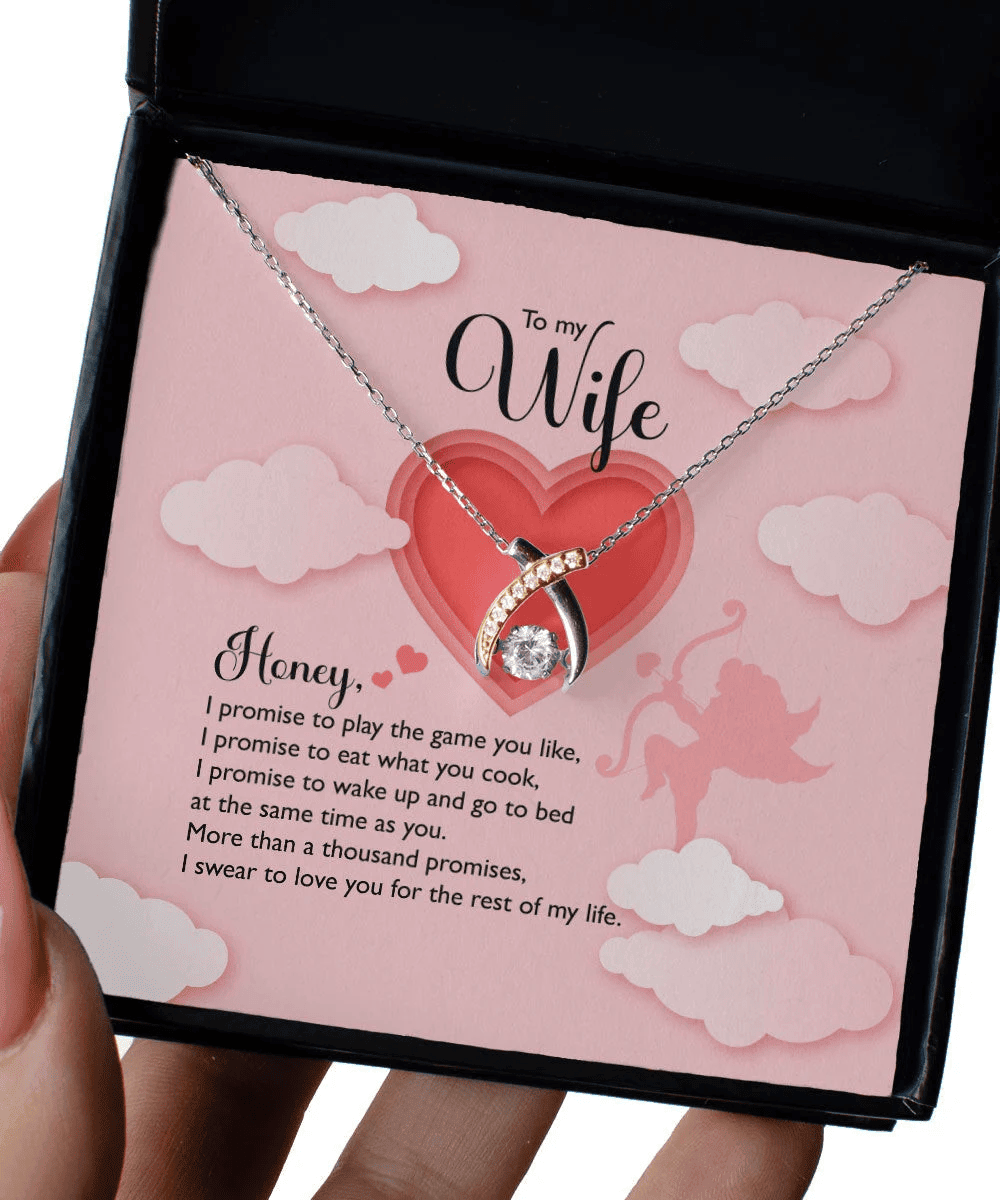 To My Wife I Swear To Love You For The Rest Of My Life Wishbone Dancing Necklace