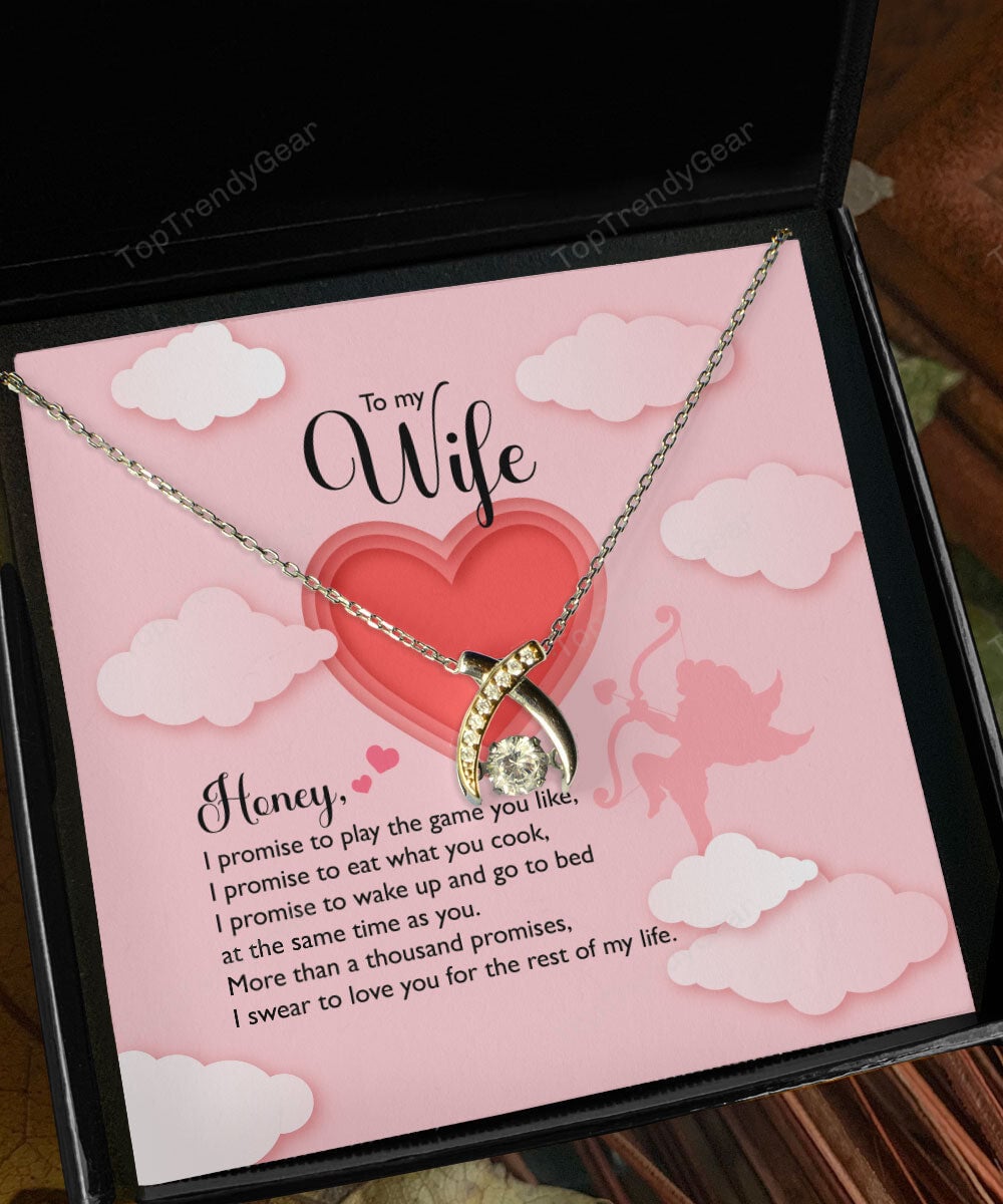 To My Wife I Swear To Love You For The Rest Of My Life Wishbone Dancing Necklace