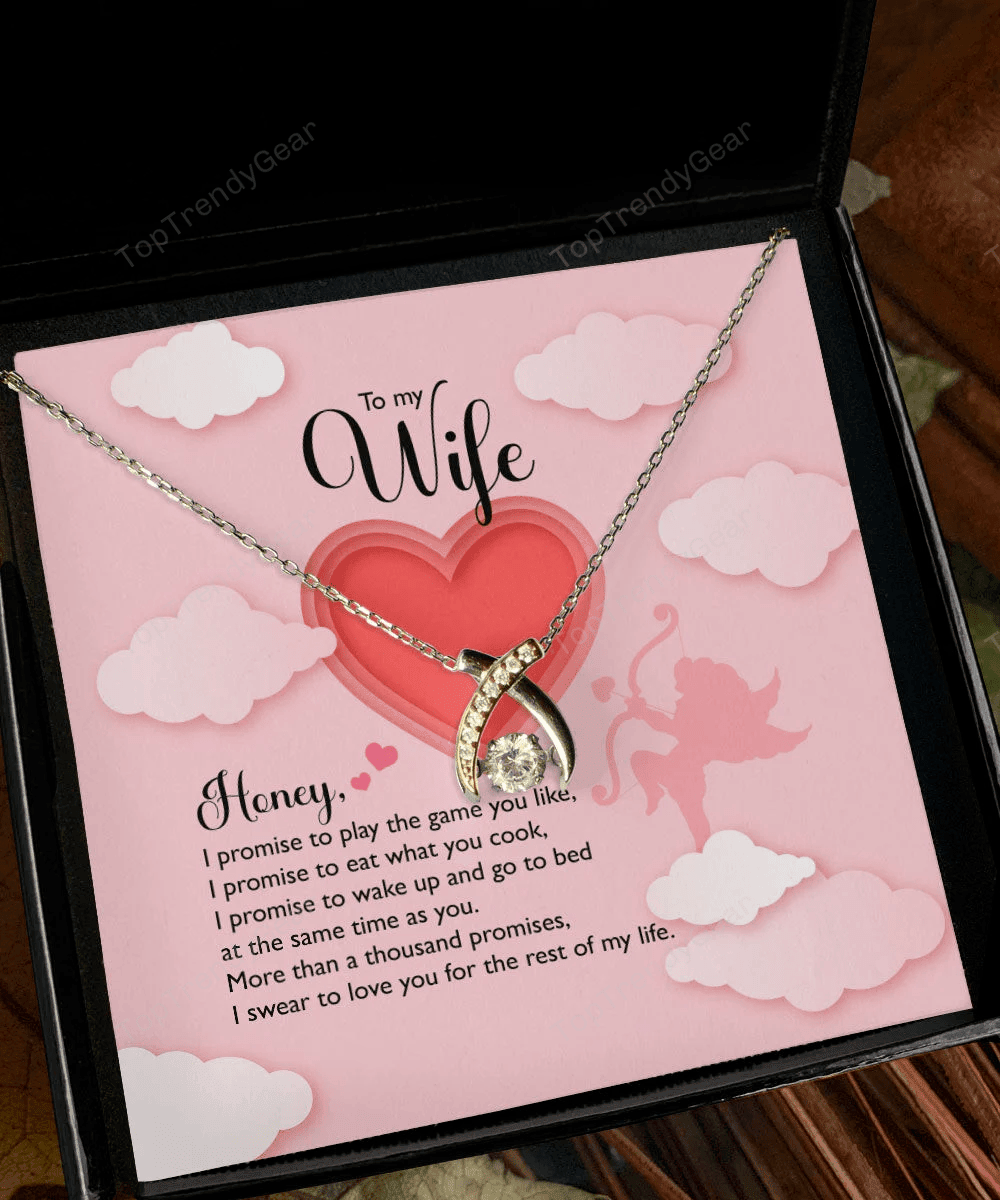 To My Wife I Swear To Love You For The Rest Of My Life Wishbone Dancing Necklace