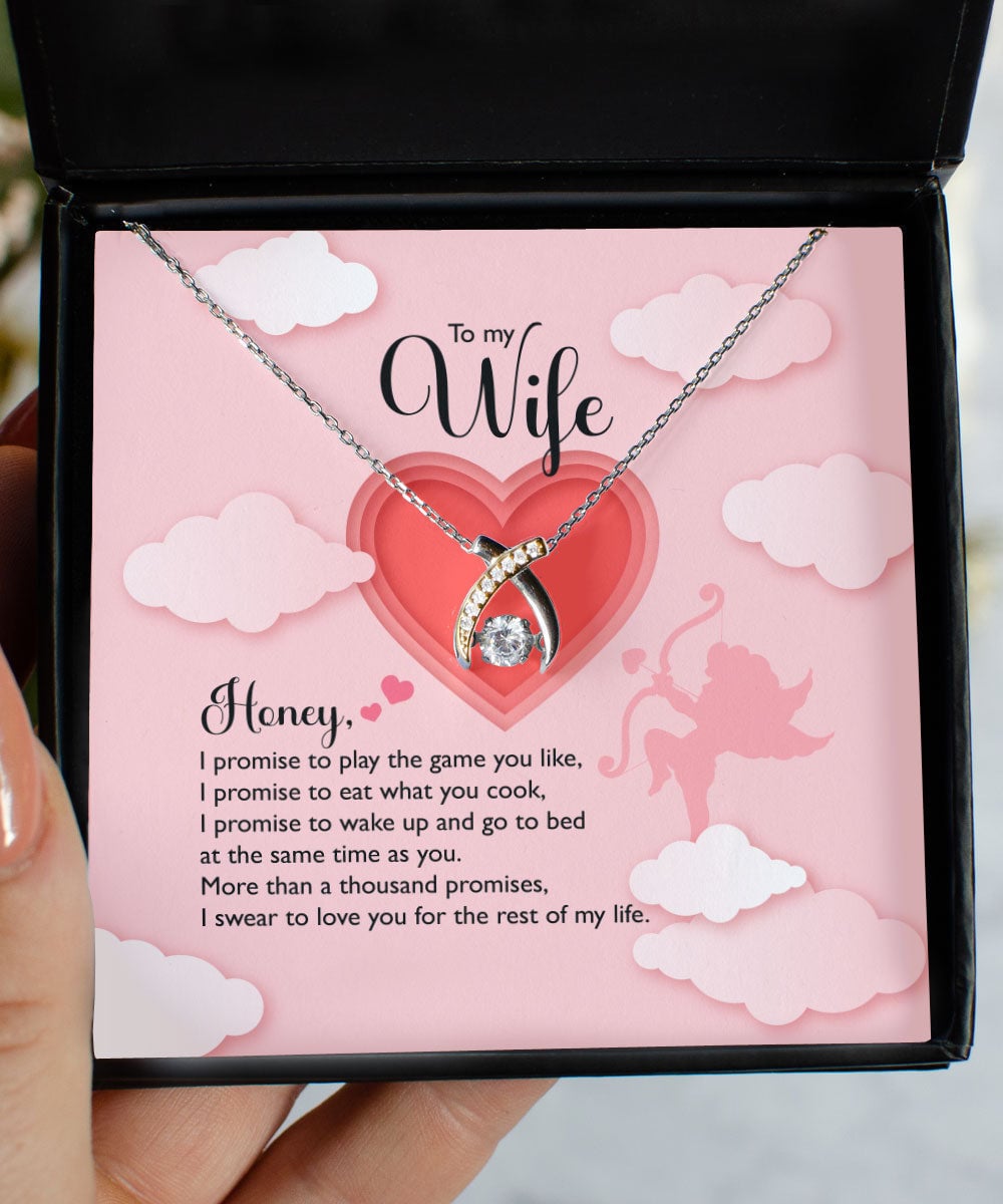 To My Wife I Swear To Love You For The Rest Of My Life Wishbone Dancing Necklace