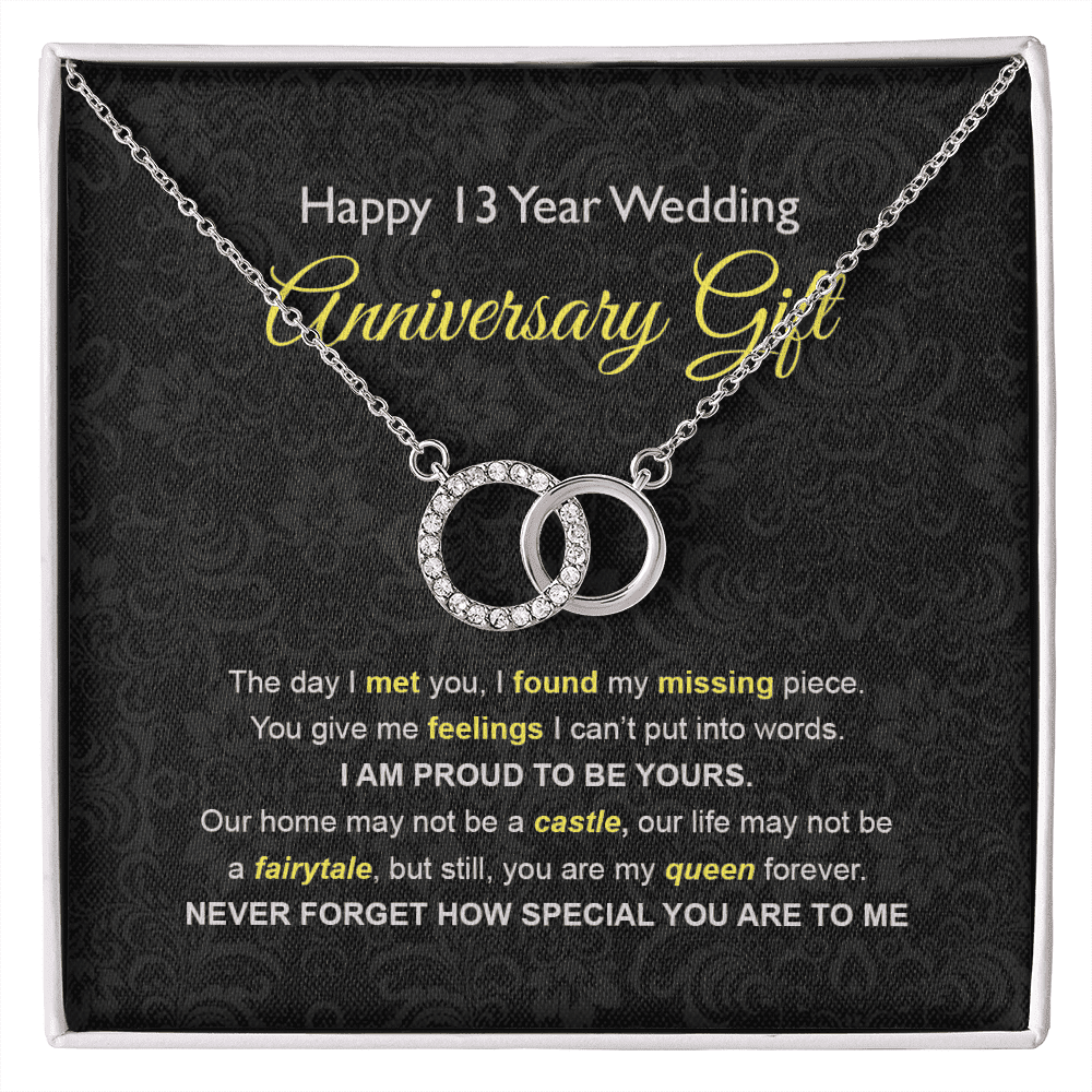 Wife Necklace, 13th Wedding Anniversary Necklace Happy Thirteenth Wedding Anniversary Perfect Pair Necklace Gift Ideas For Wife 