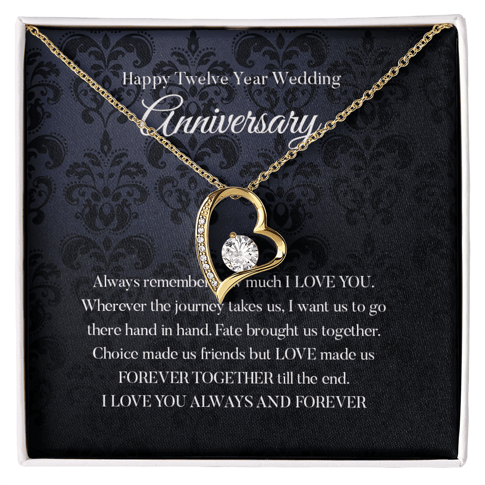 Wife Necklace, Happy 12th Wedding Anniversary Necklace Happy Twelfth Anniversary Forever Love Necklace Gift For Wife