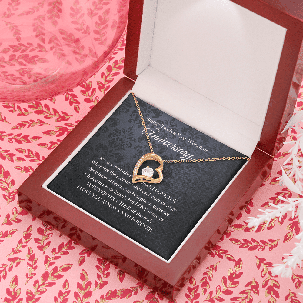 Wife Necklace, Happy 12th Wedding Anniversary Necklace Happy Twelfth Anniversary Forever Love Necklace Gift For Wife