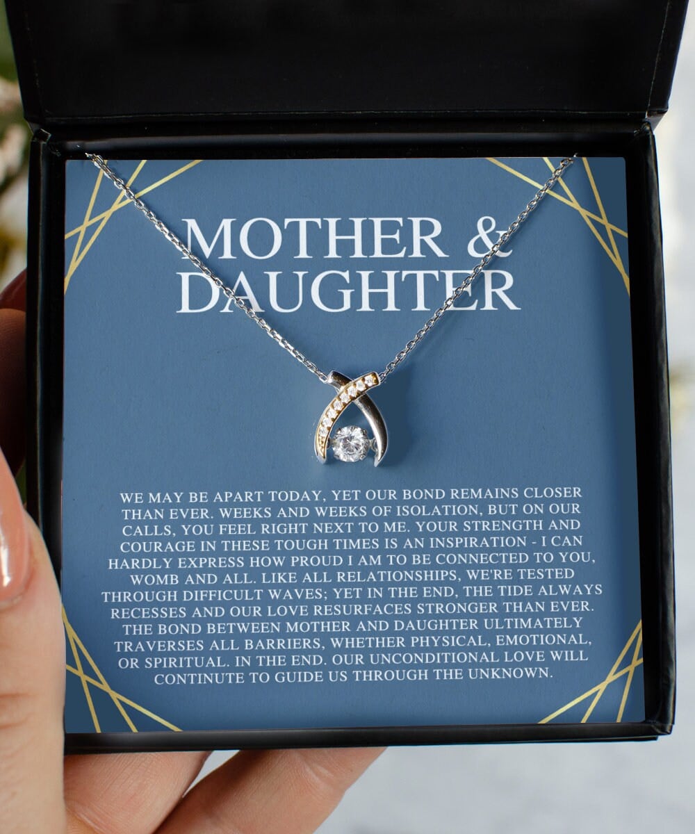 Mother And Daughte Love Wishbone Dancing Necklace For Women
