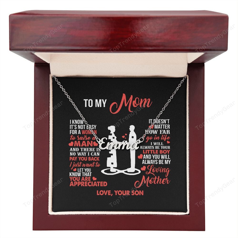 Mom Necklace, To My Mom Little Boy Gift For Mom From Son Personalized Name Necklace