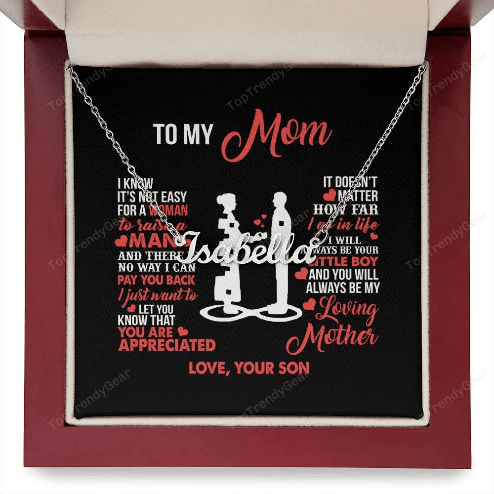 Mom Necklace, To My Mom Little Boy Gift For Mom From Son Personalized Name Necklace