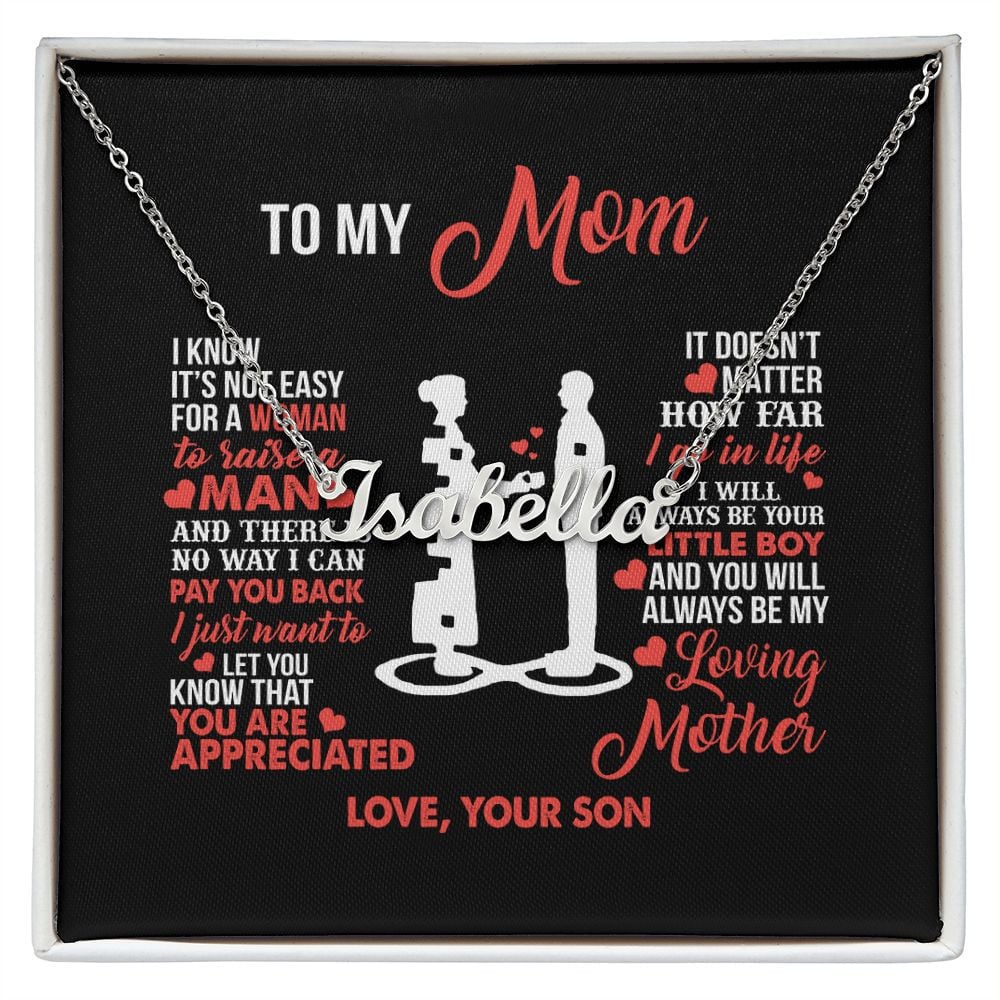Mom Necklace, To My Mom Little Boy Gift For Mom From Son Personalized Name Necklace