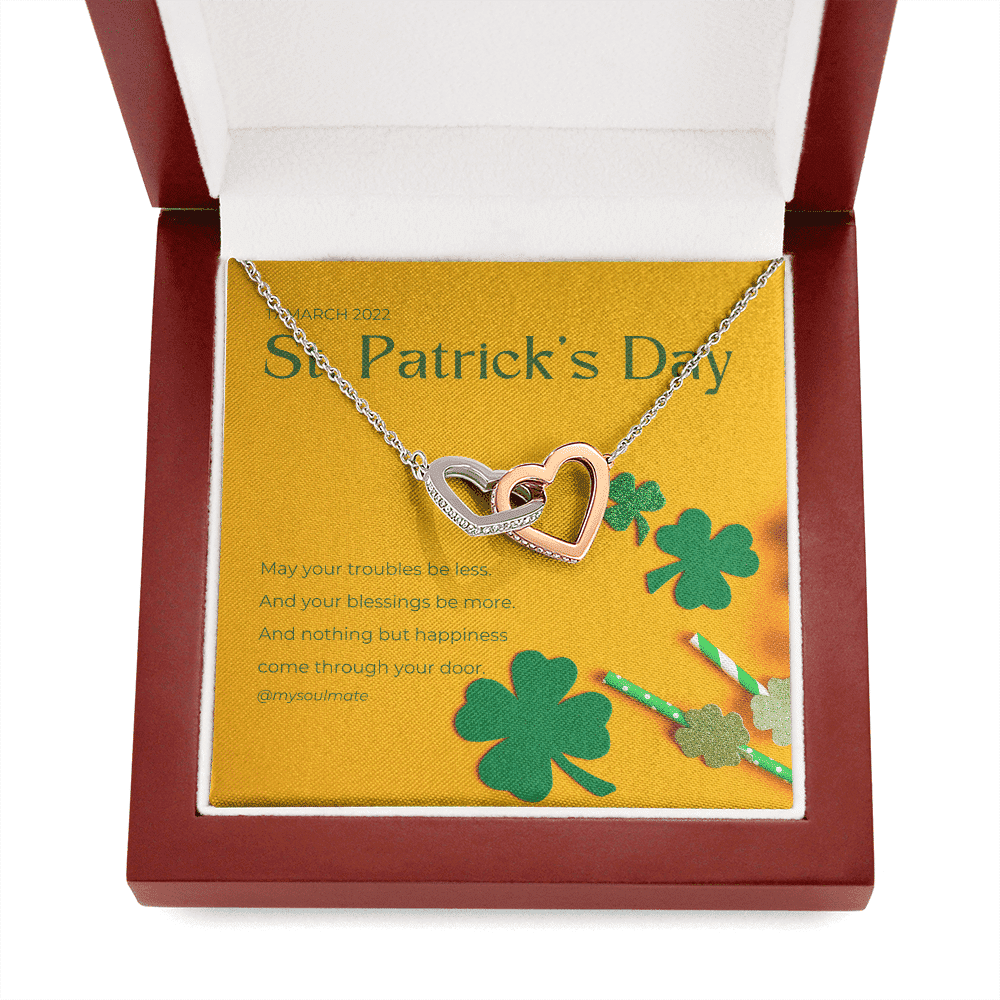 May Your Troubles Be Less Interlocking Heart Necklace Gift For Her St. Patrick's Day 