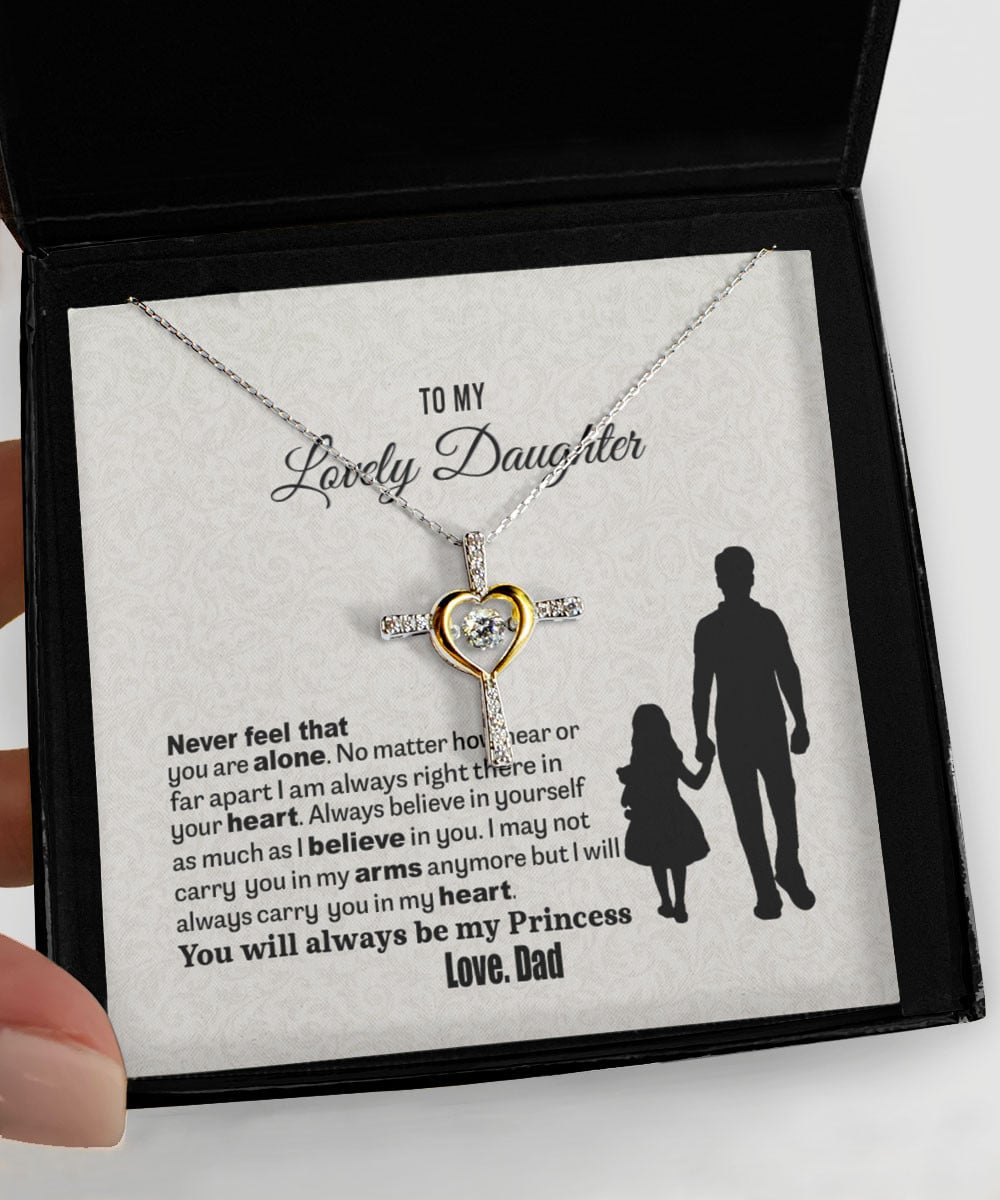 Daughter Jewellry Never Feel That You Are Alone Daughter Necklace From Dad Cross Dancing Necklace 