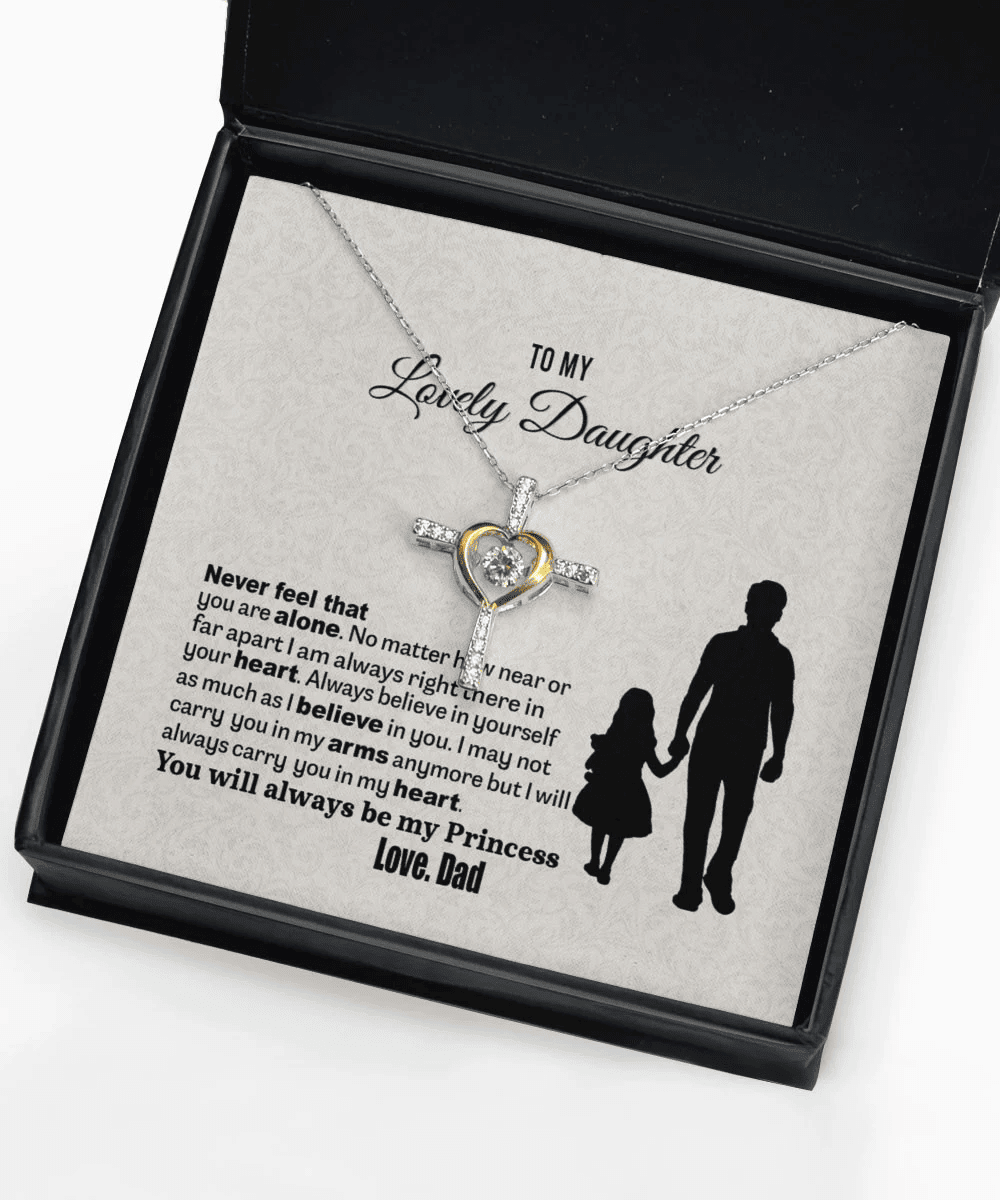 Daughter Jewellry Never Feel That You Are Alone Daughter Necklace From Dad Cross Dancing Necklace 