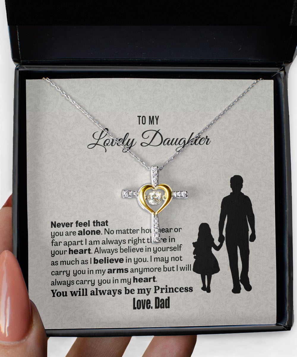 Daughter Jewellry Never Feel That You Are Alone Daughter Necklace From Dad Cross Dancing Necklace 