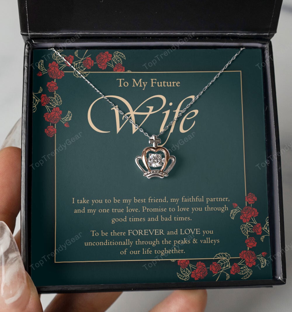 I Take You To Be My One True Love Crown Necklace Gift For Wife 