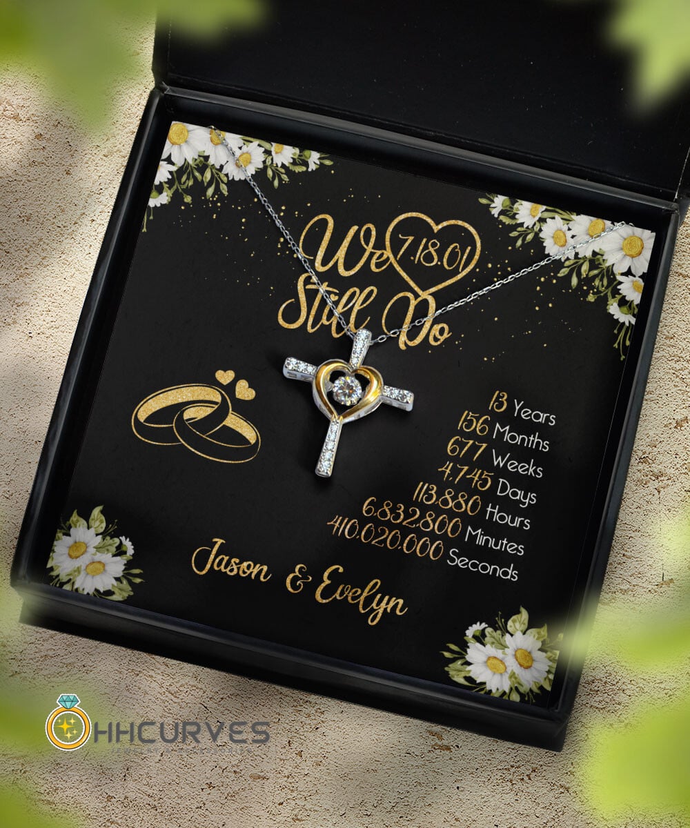 Custom Name And Date Anniversary Gifts Lace Anniversary Gifts For Her We Still Do 13 Year Wedding Anniversary Gift Cross Dancing Necklace 