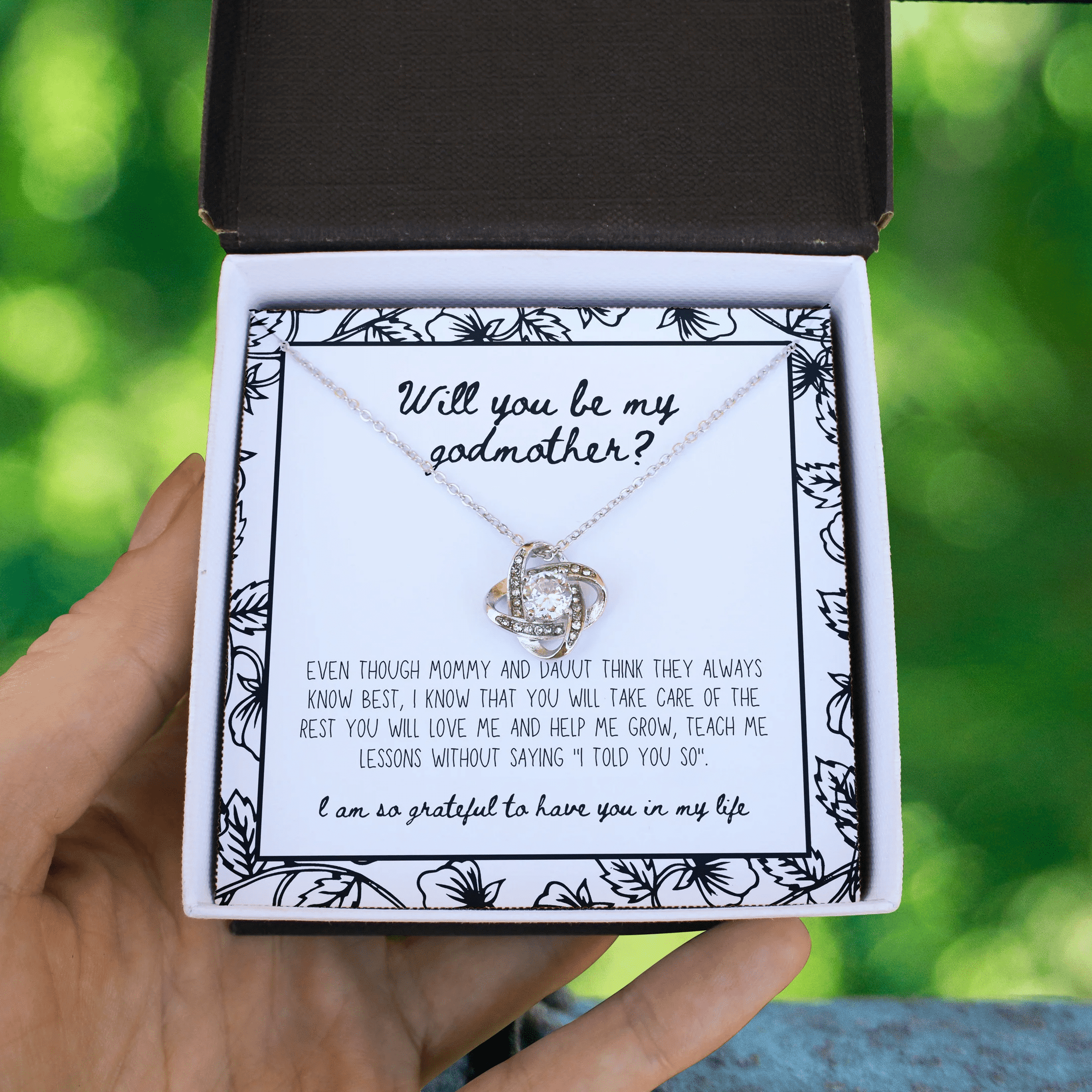 Will You Be My Godmother Gift For Family Love Knot Necklace