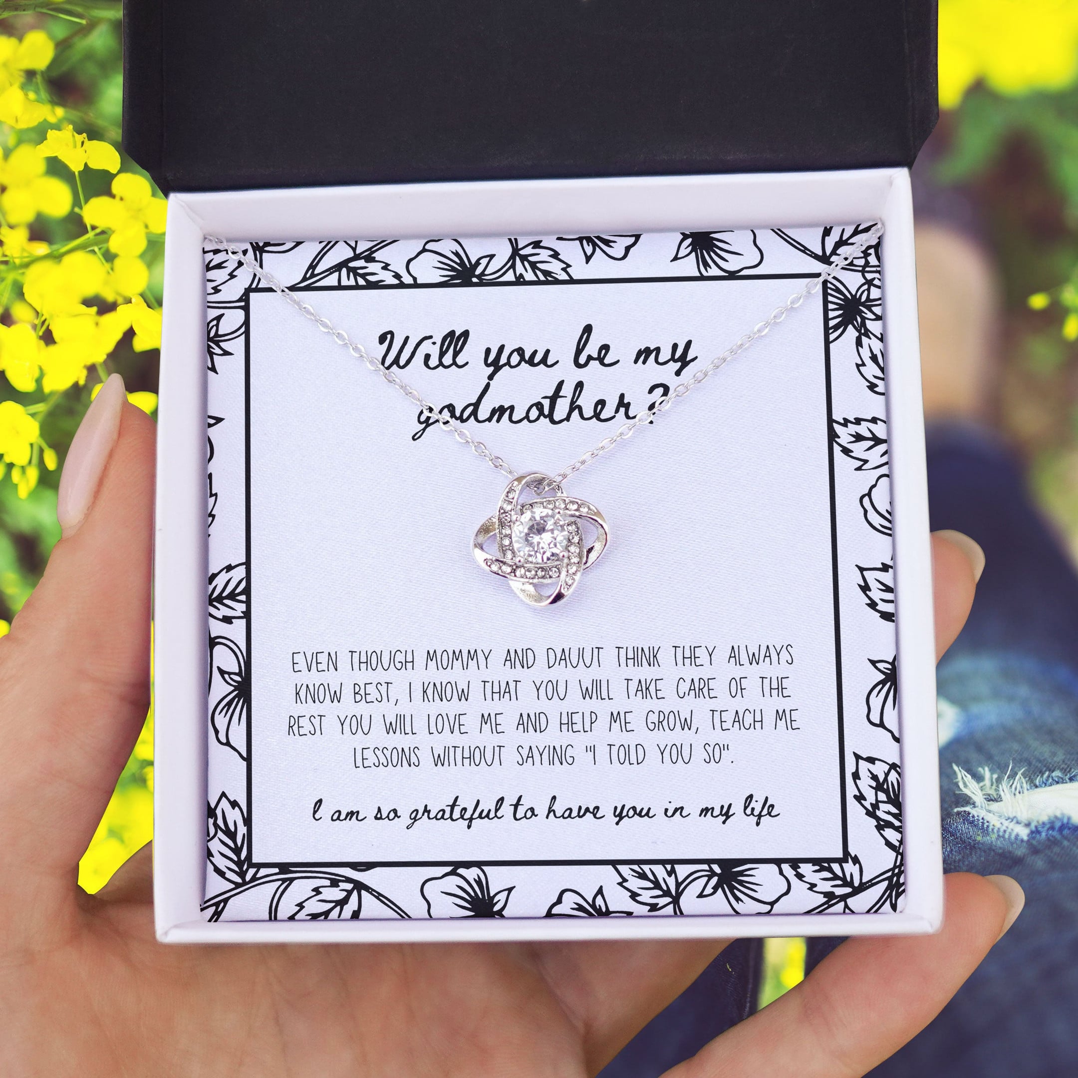 Will You Be My Godmother Gift For Family Love Knot Necklace