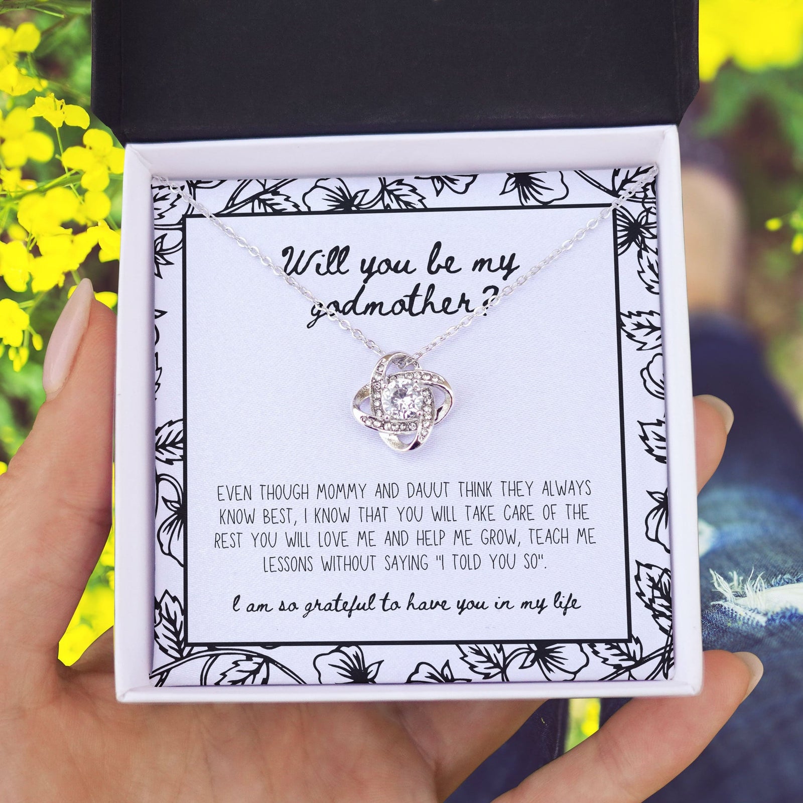 Will You Be My Godmother Gift For Family Love Knot Necklace