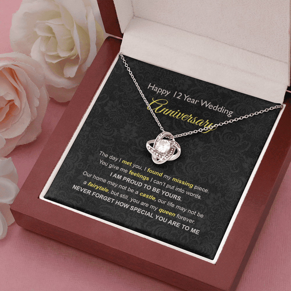 Wife Necklace, 12th Wedding Anniversary Necklace Gift Ideas For Wife Love Knot Necklace