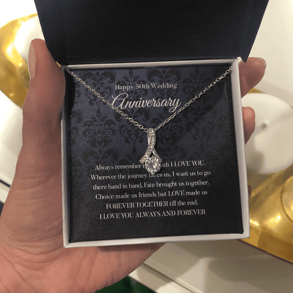 Wife Necklace, Happy 50th Wedding Anniversary Necklace Gift For Wife Alluring Beauty Necklace